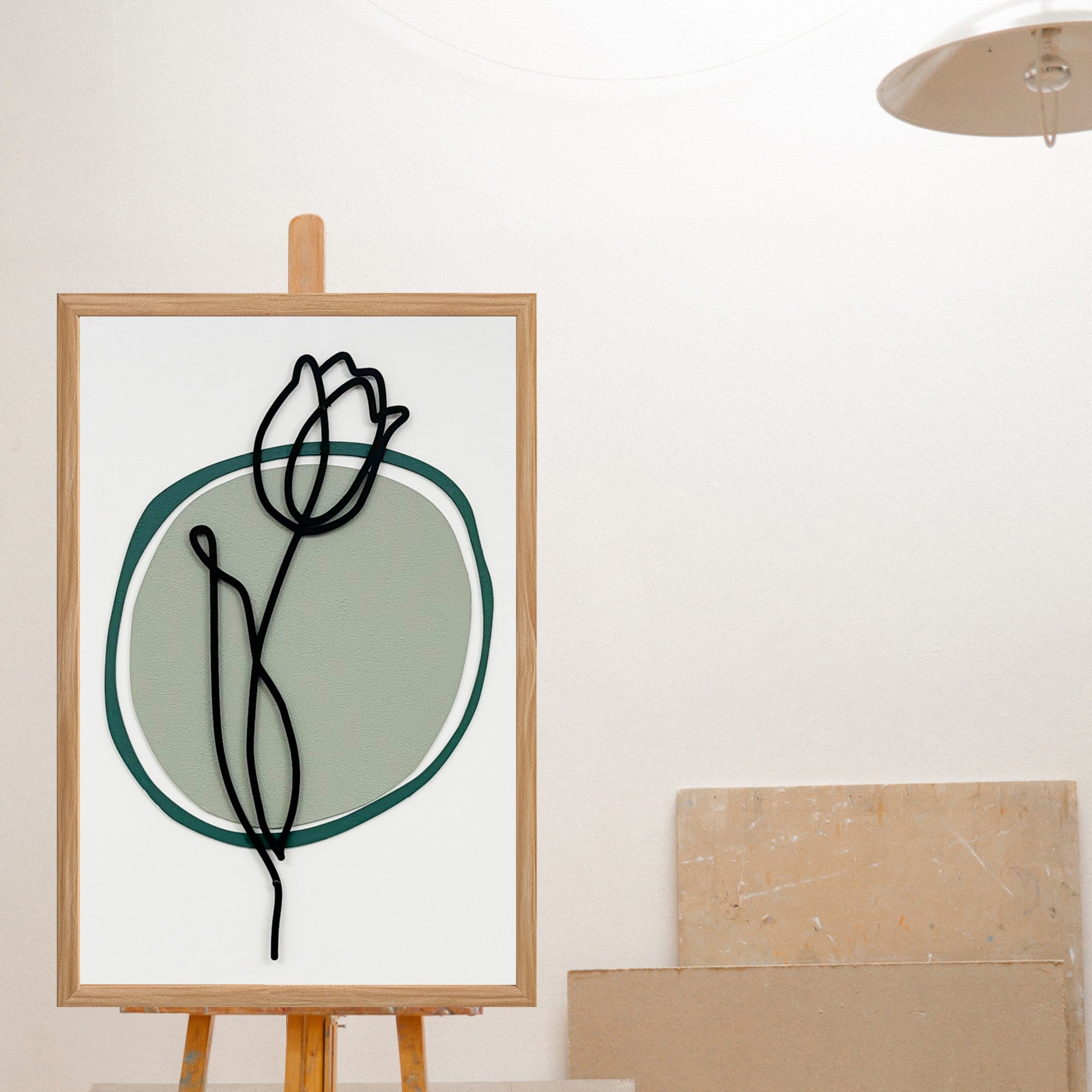 Quadro Decorativo MDF Emoldurado "Faded Sunset Small" Multicolor 50x35cm - Moldura Pinho Natural