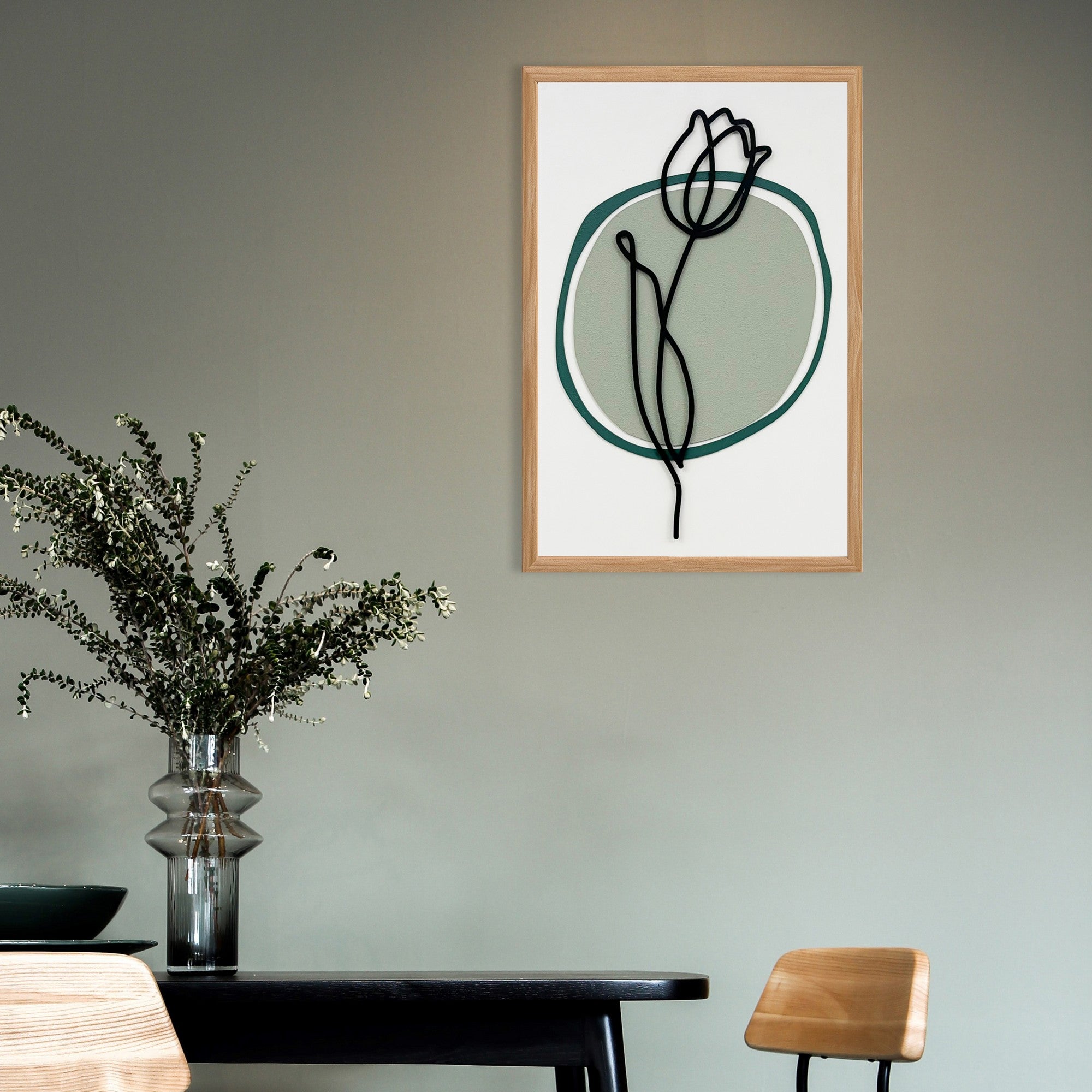 Quadro Decorativo MDF Emoldurado "Faded Sunset Small" Multicolor 50x35cm - Moldura Pinho Natural