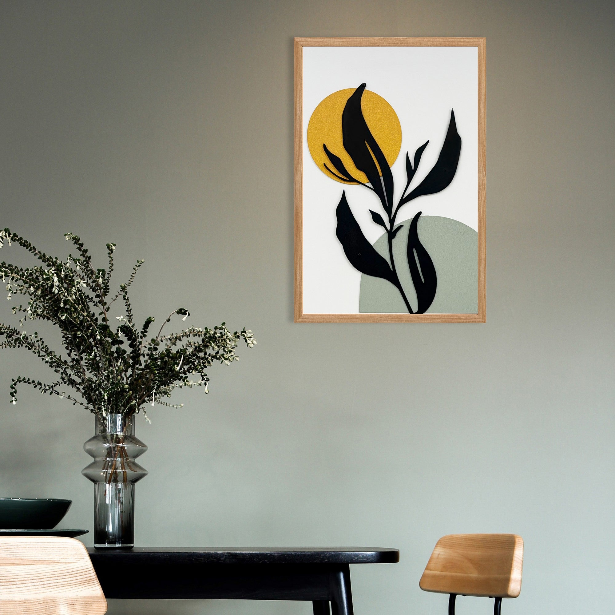 Quadro Decorativo Winter Garden Small - Pintura em MDF com Moldura de Pinho 50x35cm Multicolor