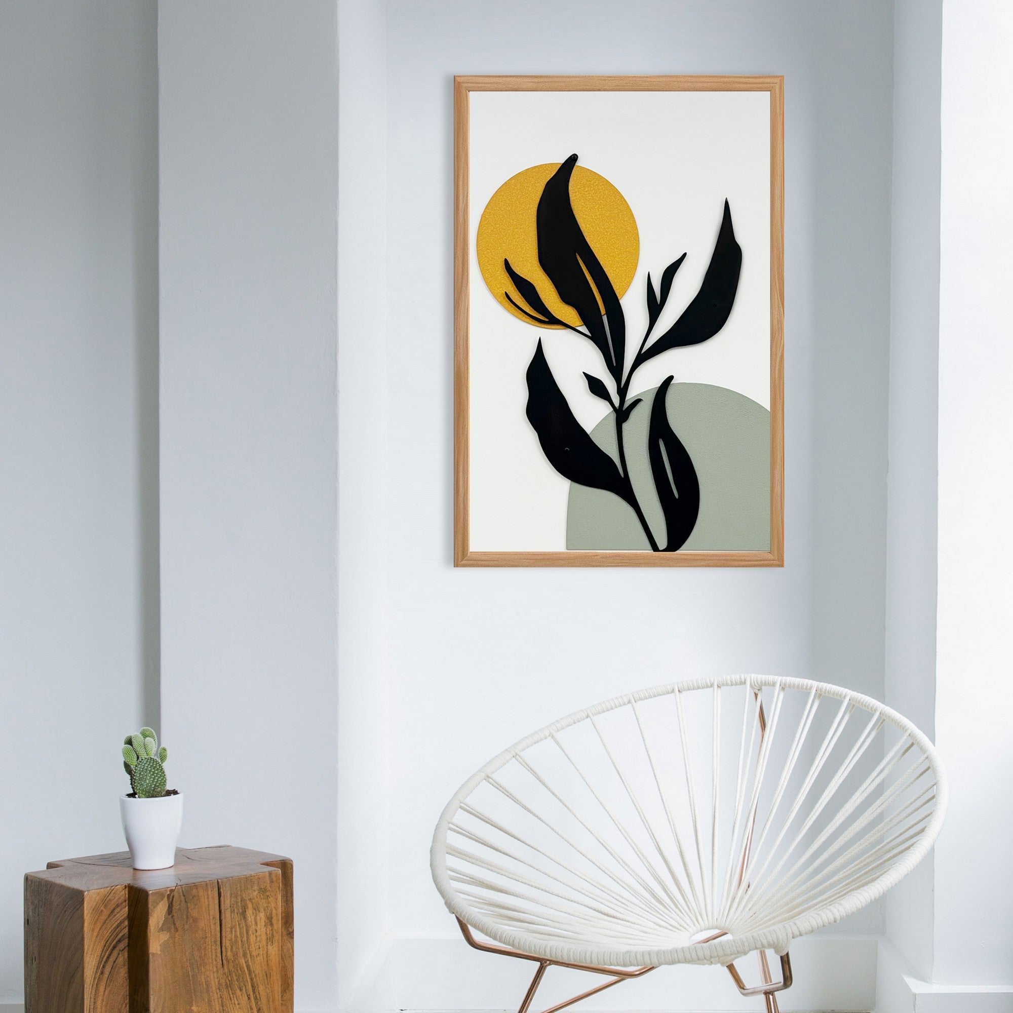 Quadro Decorativo Winter Garden Small - Pintura em MDF com Moldura de Pinho 50x35cm Multicolor