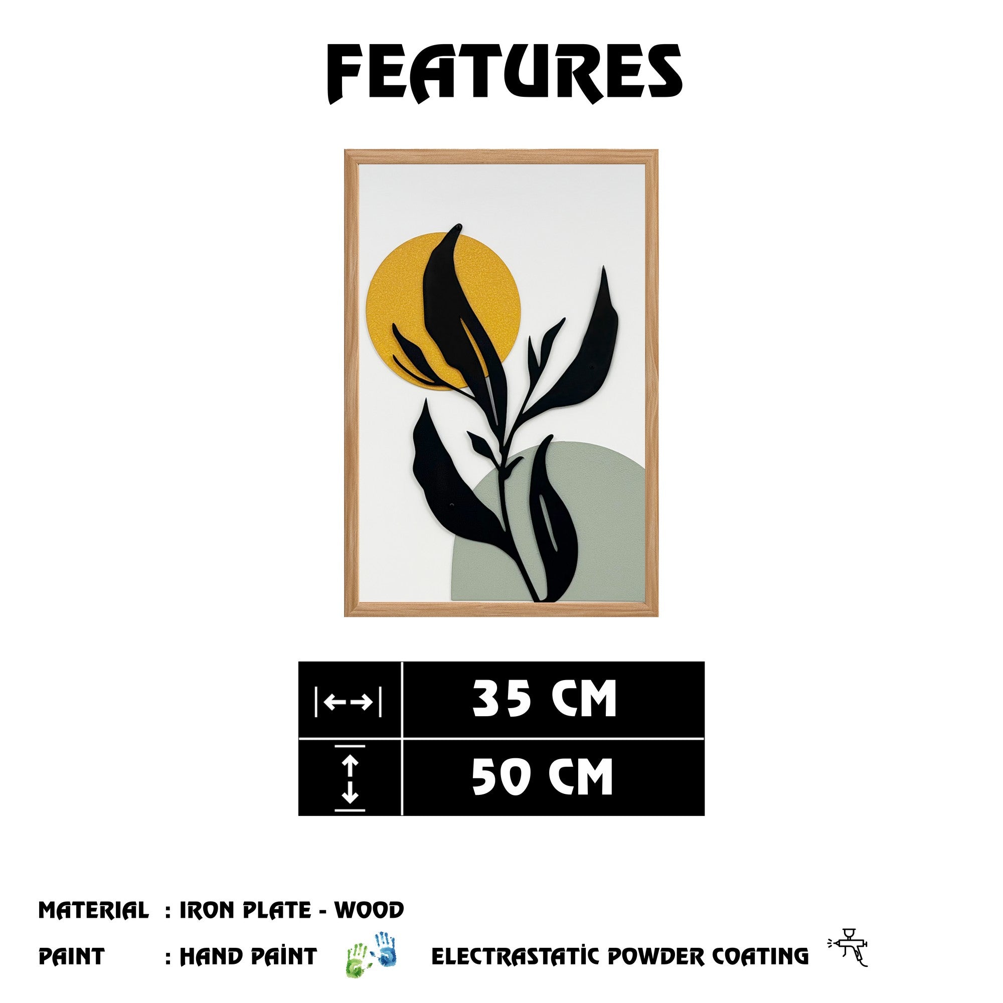 Quadro Decorativo Winter Garden Small - Pintura em MDF com Moldura de Pinho 50x35cm Multicolor