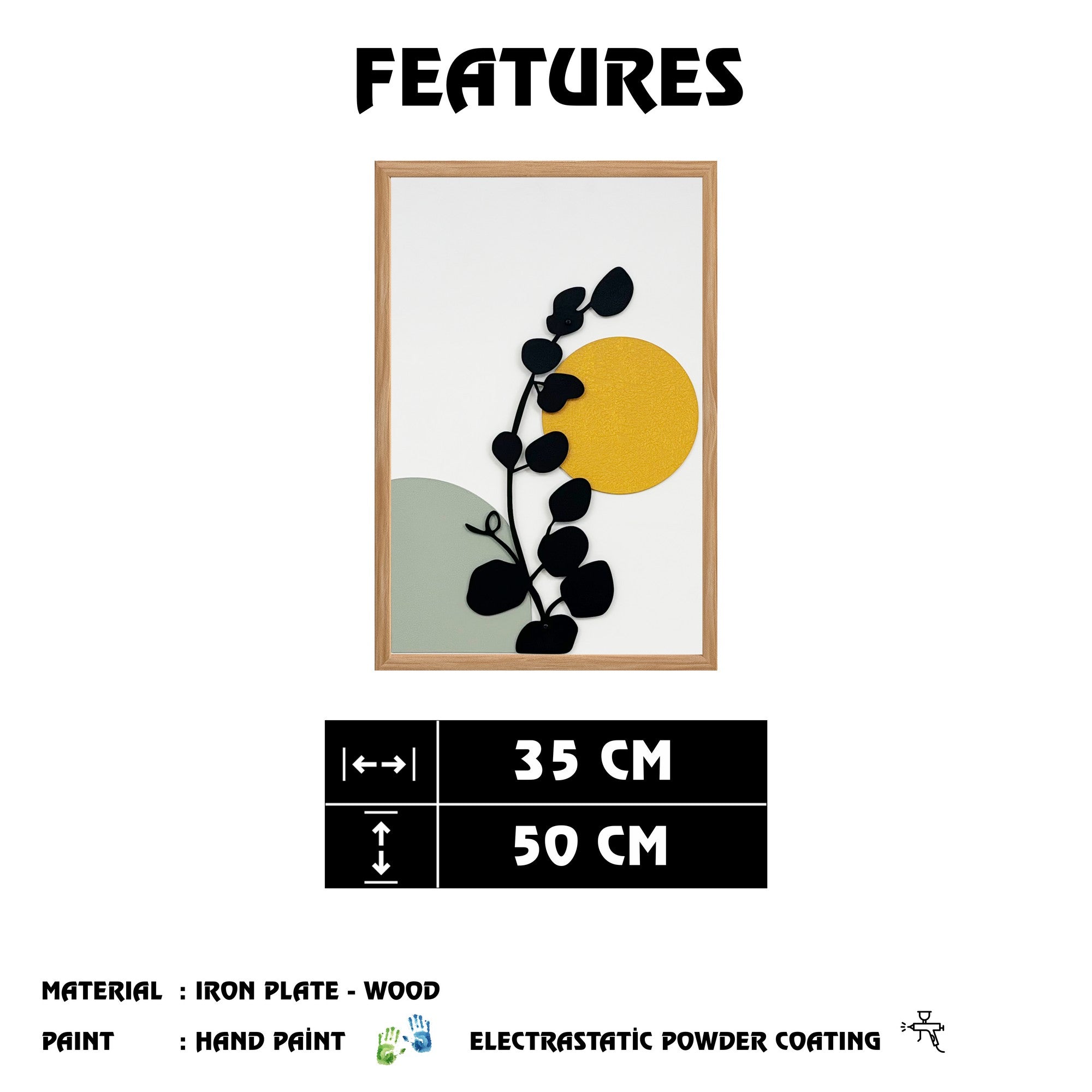 Quadro Decorativo MDF Emoldurado "Arco-Íris Lendário" - Arte Multicolor com Moldura em Pinho 50x35cm