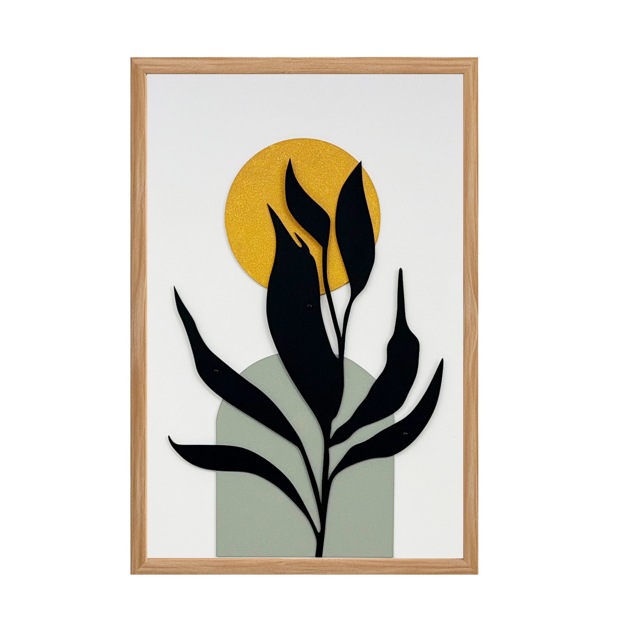 Quadro Decorativo "Starry Night Small" - Pintura em MDF com Moldura de Pinheiro e Detalhes Metálicos Multicolor 50x35cm