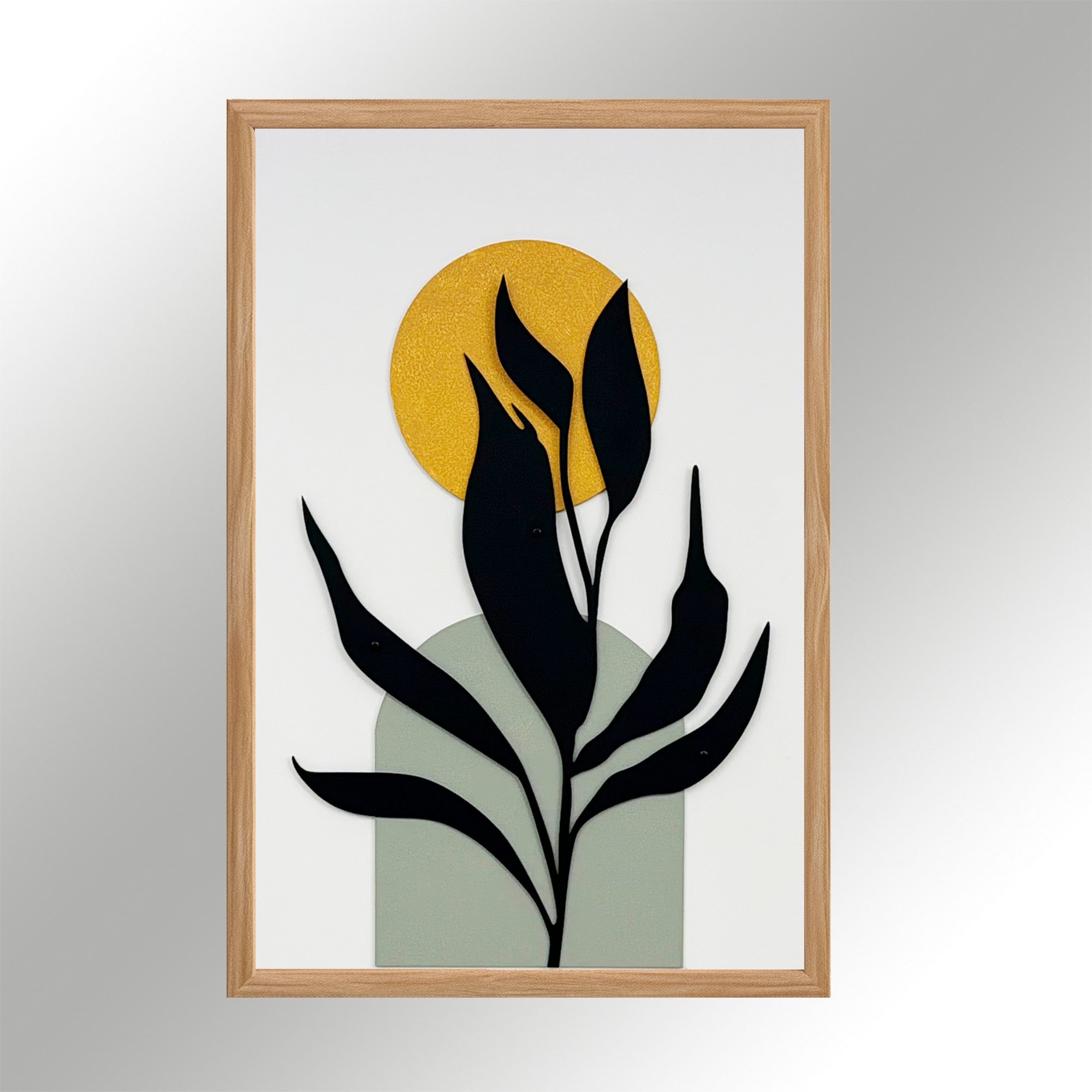 Quadro Decorativo "Starry Night Small" - Pintura em MDF com Moldura de Pinheiro e Detalhes Metálicos Multicolor 50x35cm