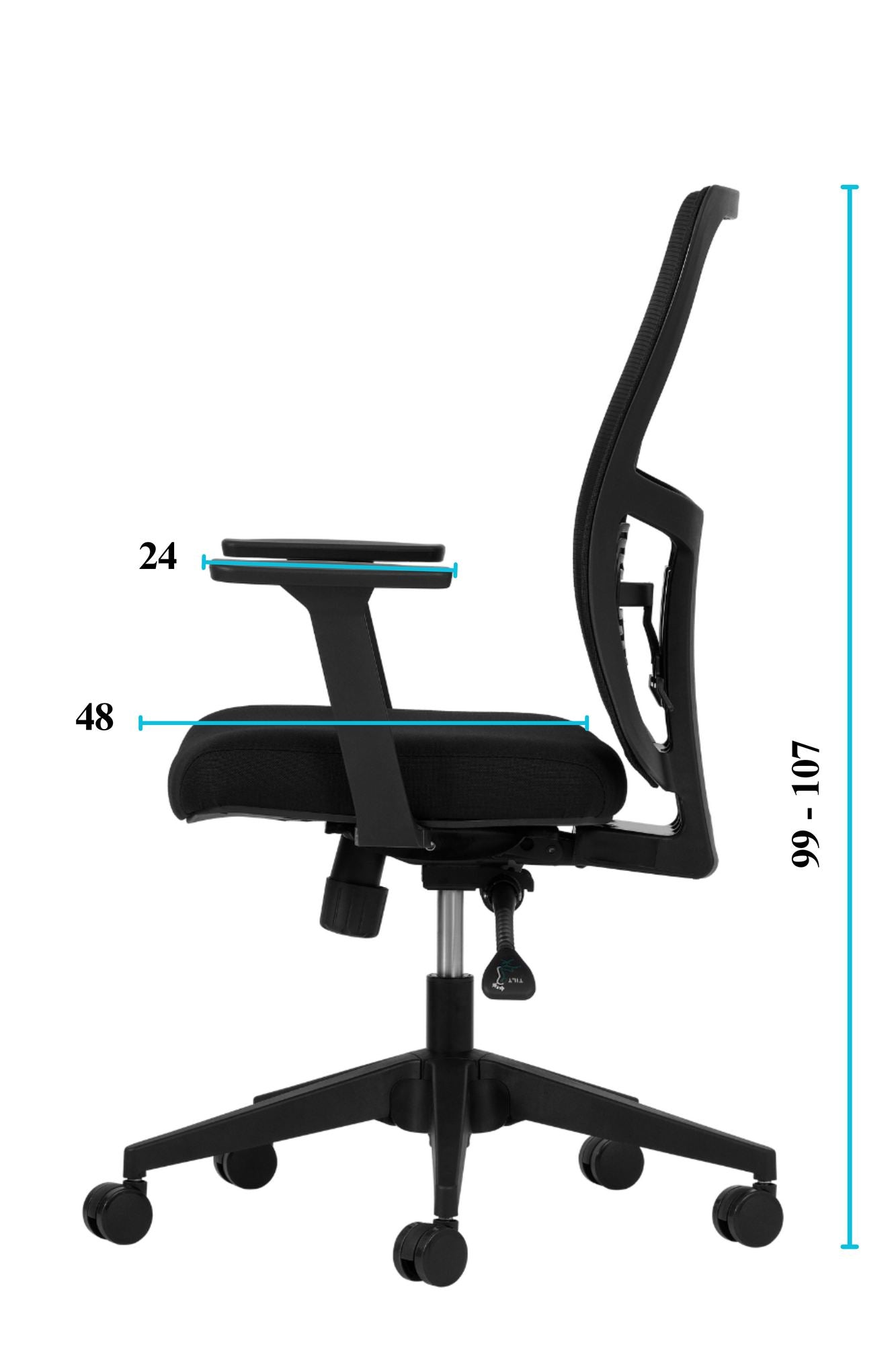 Cadeira de Escritório Ergonómica Preta com Malha Respirável e Rodas Silenciosas - Suporta até 120kg