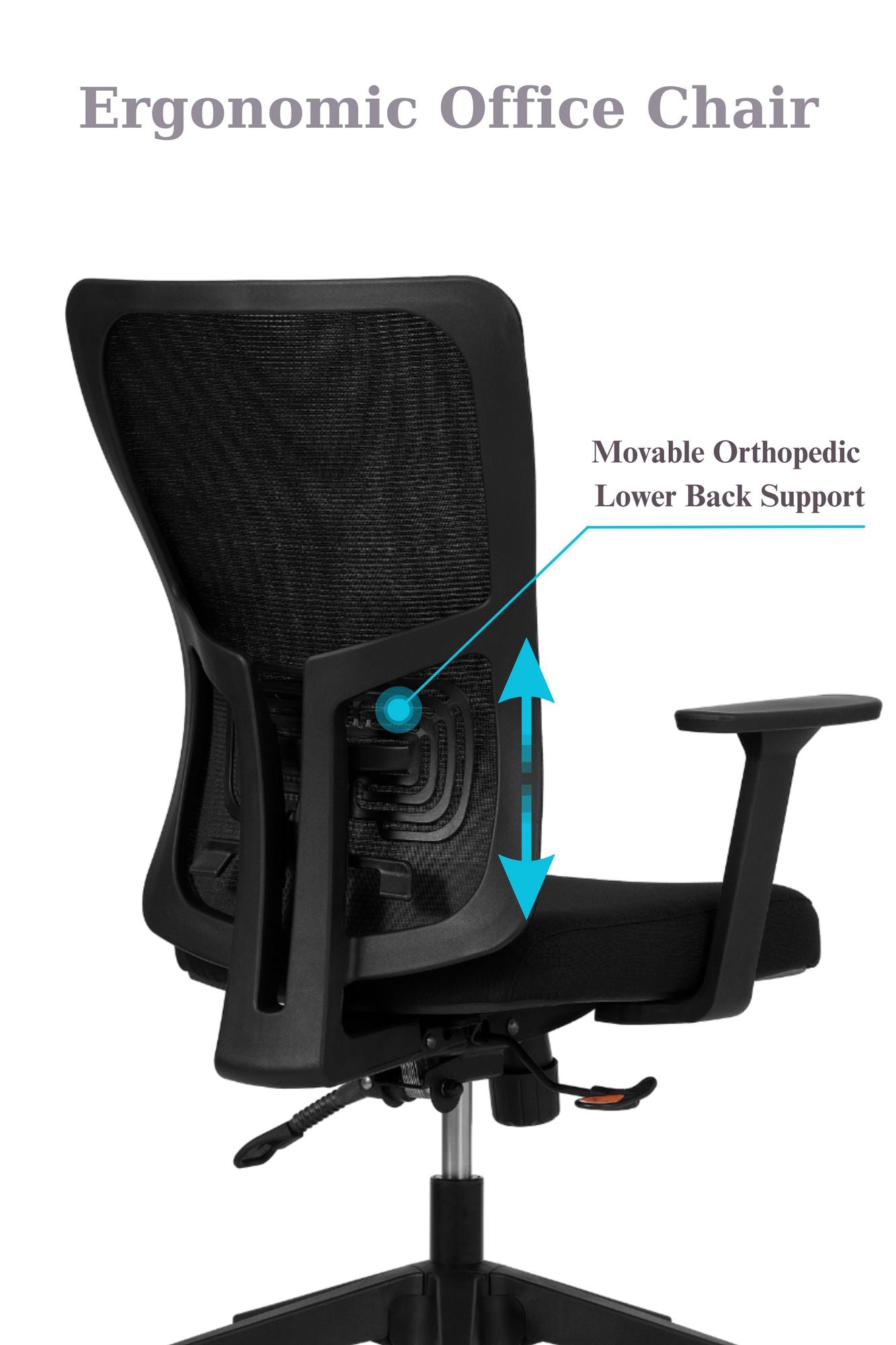 Cadeira de Escritório Ergonómica Preta com Malha Respirável e Rodas Silenciosas - Suporta até 120kg
