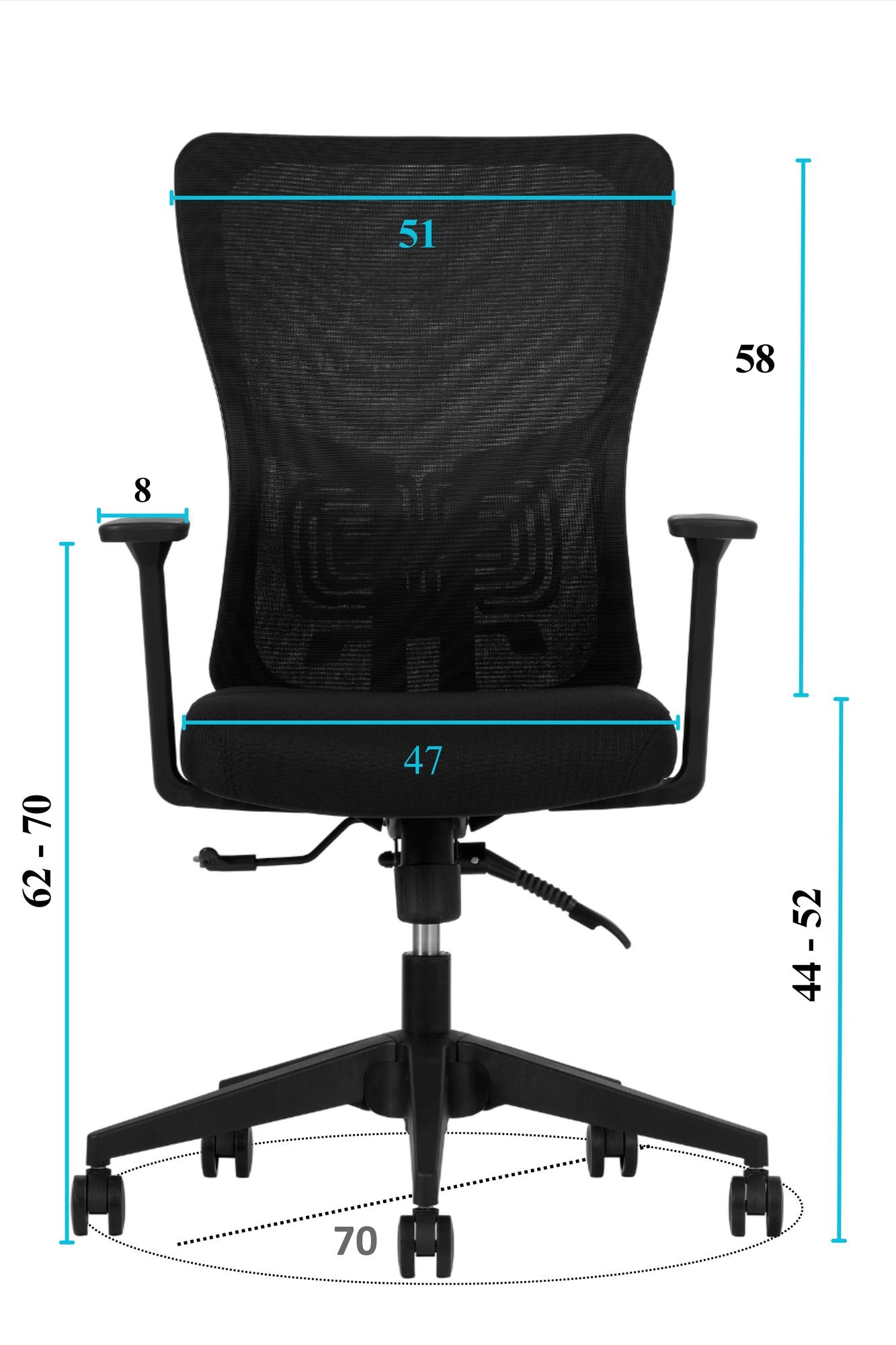 Cadeira de Escritório Ergonómica Preta com Malha Respirável e Rodas Silenciosas - Suporta até 120kg