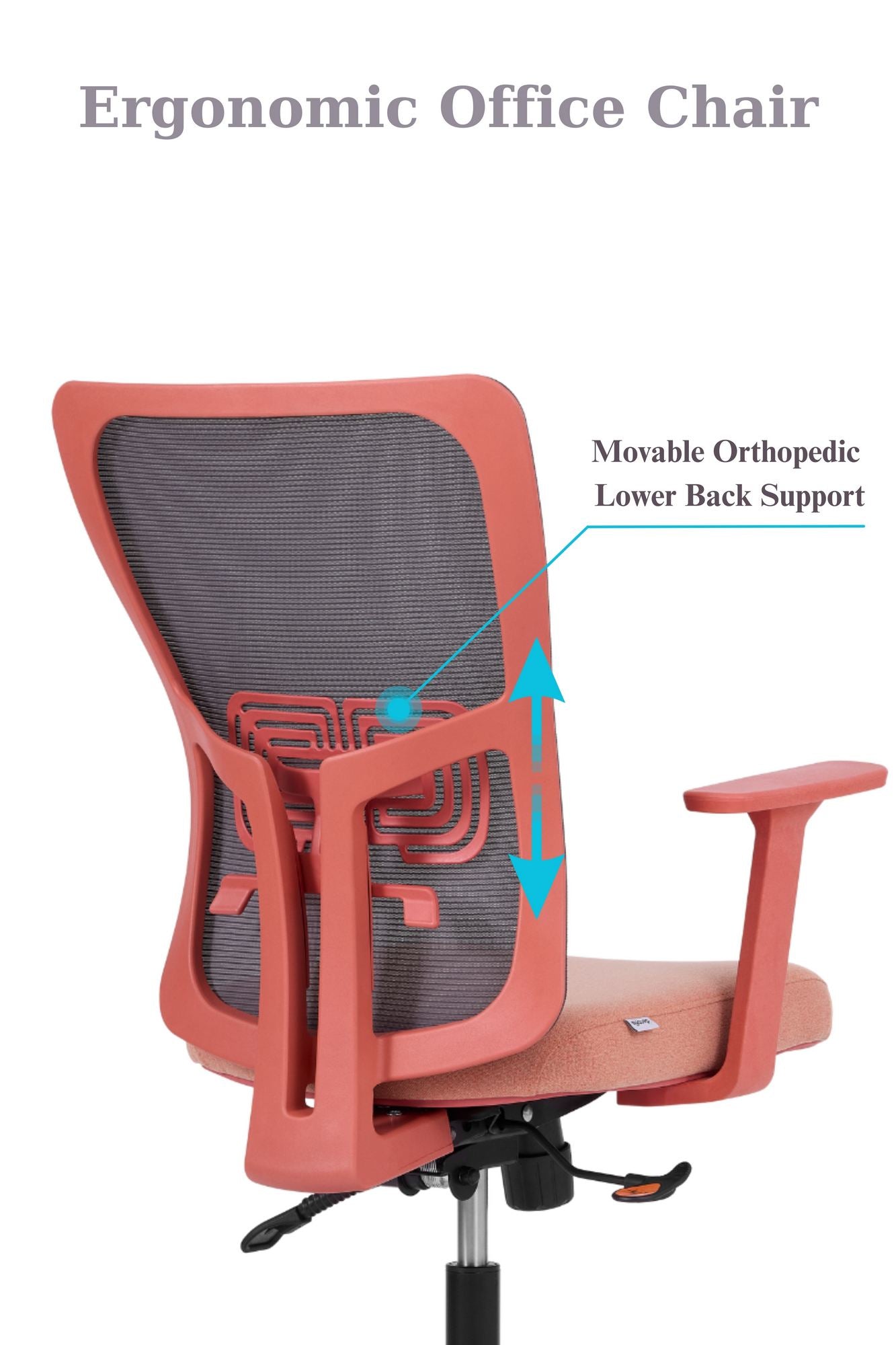 Cadeira de Escritório Ergonómica Salmão com Malha Respirável e Rodas Silenciosas - Suporta 120kg