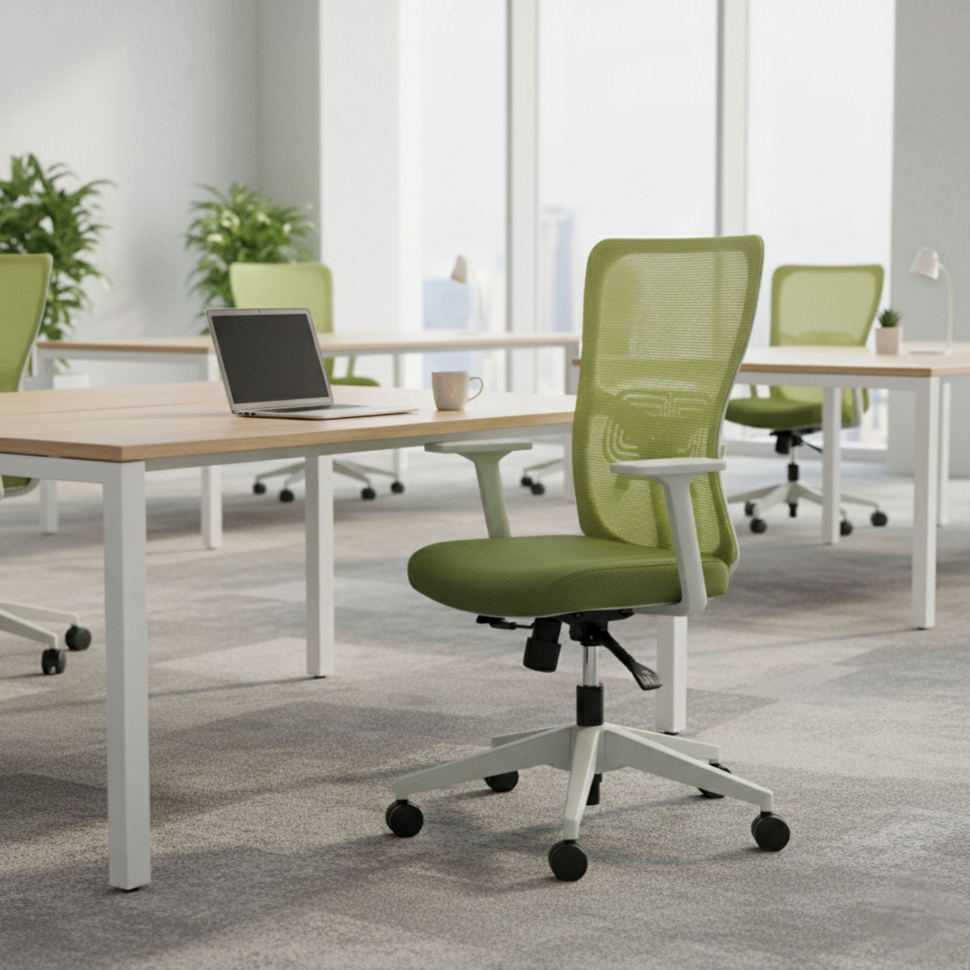 Cadeira de Escritório Verde Ergonómica com Malha Respirável e Rodas Silenciosas - Suporta 120kg