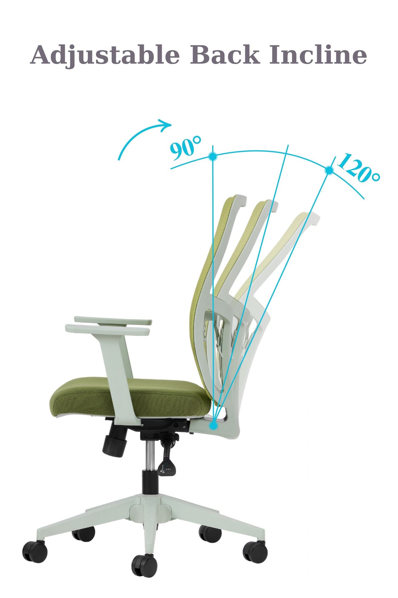 Cadeira de Escritório Verde Ergonómica com Malha Respirável e Rodas Silenciosas - Suporta 120kg