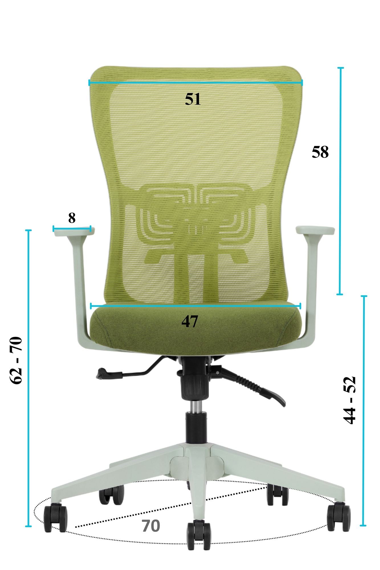Cadeira de Escritório Verde Ergonómica com Malha Respirável e Rodas Silenciosas - Suporta 120kg