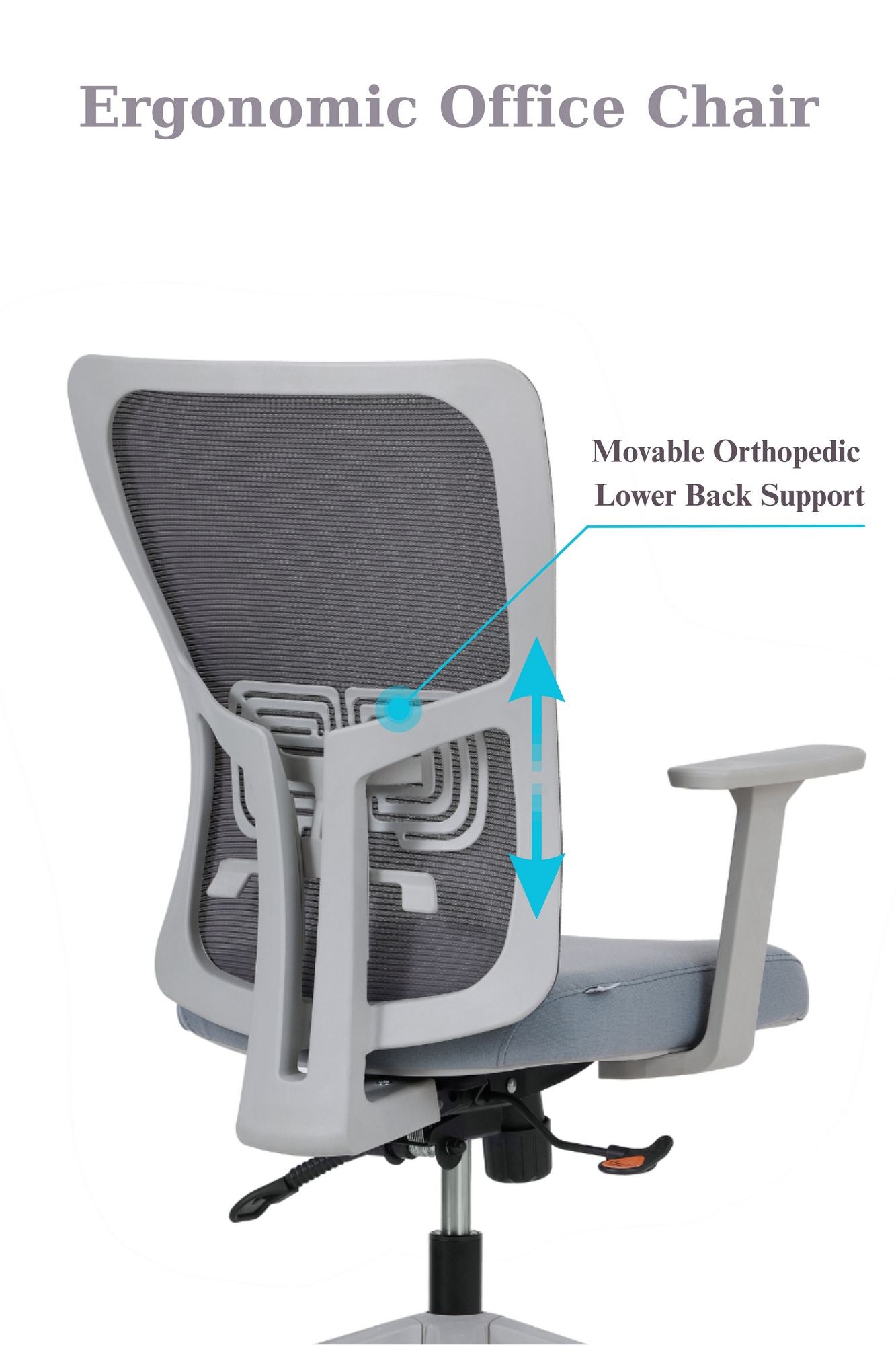 Cadeira de Escritório Ergonómica Cinzenta com Malha Respirável e Rodas Silenciosas - Suporta até 120kg