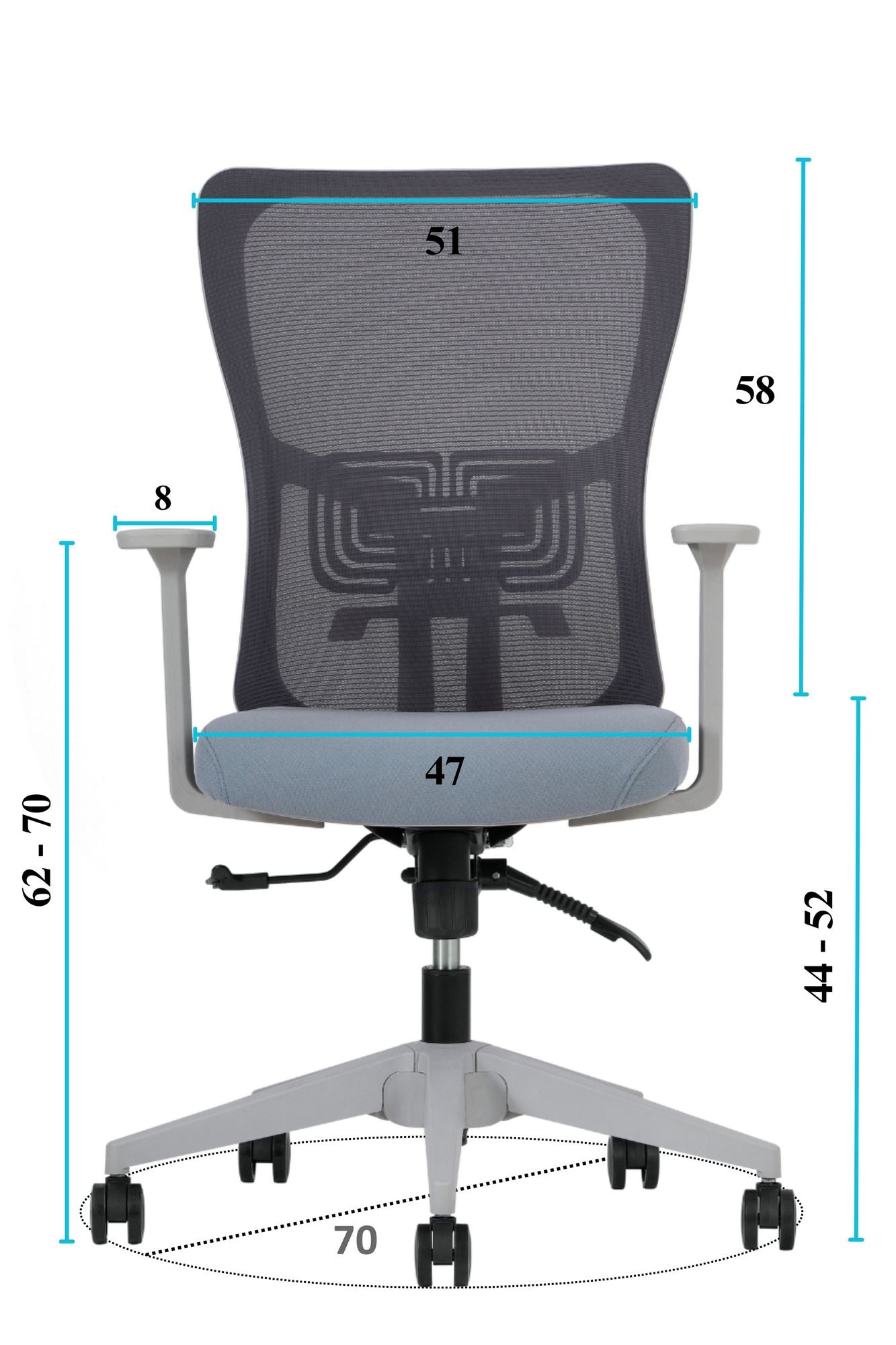 Cadeira de Escritório Ergonómica Cinzenta com Malha Respirável e Rodas Silenciosas - Suporta até 120kg
