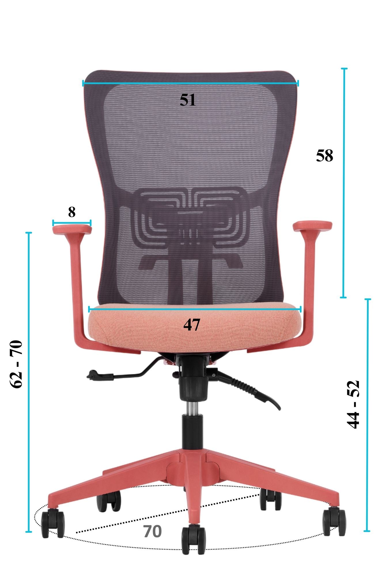 Conjunto de 2 Cadeiras de Escritório Ergonómicas Salmão com Malha Respirável e Rodas Silenciosas - Altura Ajustável até 120kg