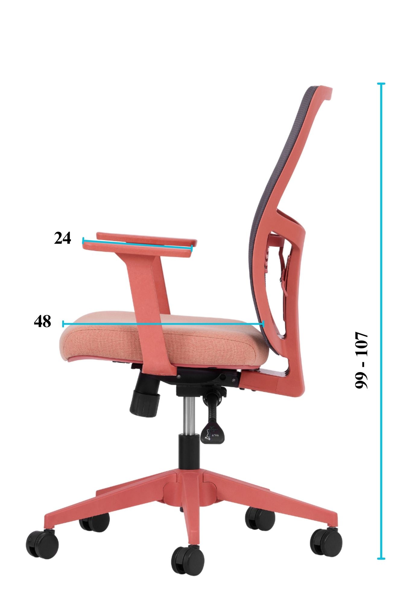 Conjunto de 2 Cadeiras de Escritório Ergonómicas Salmão com Malha Respirável e Rodas Silenciosas - Altura Ajustável até 120kg