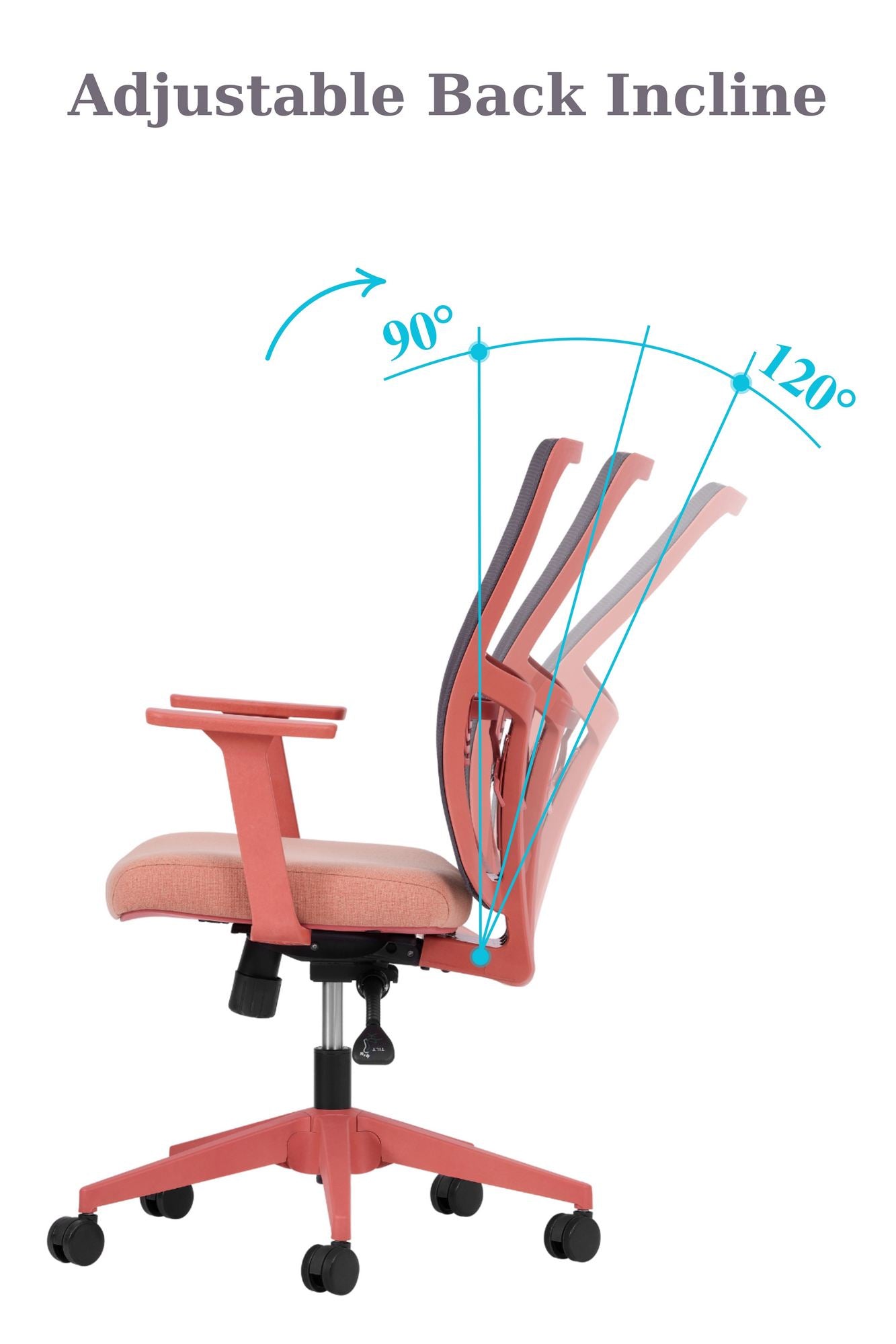 Conjunto de 2 Cadeiras de Escritório Ergonómicas Salmão com Malha Respirável e Rodas Silenciosas - Altura Ajustável até 120kg