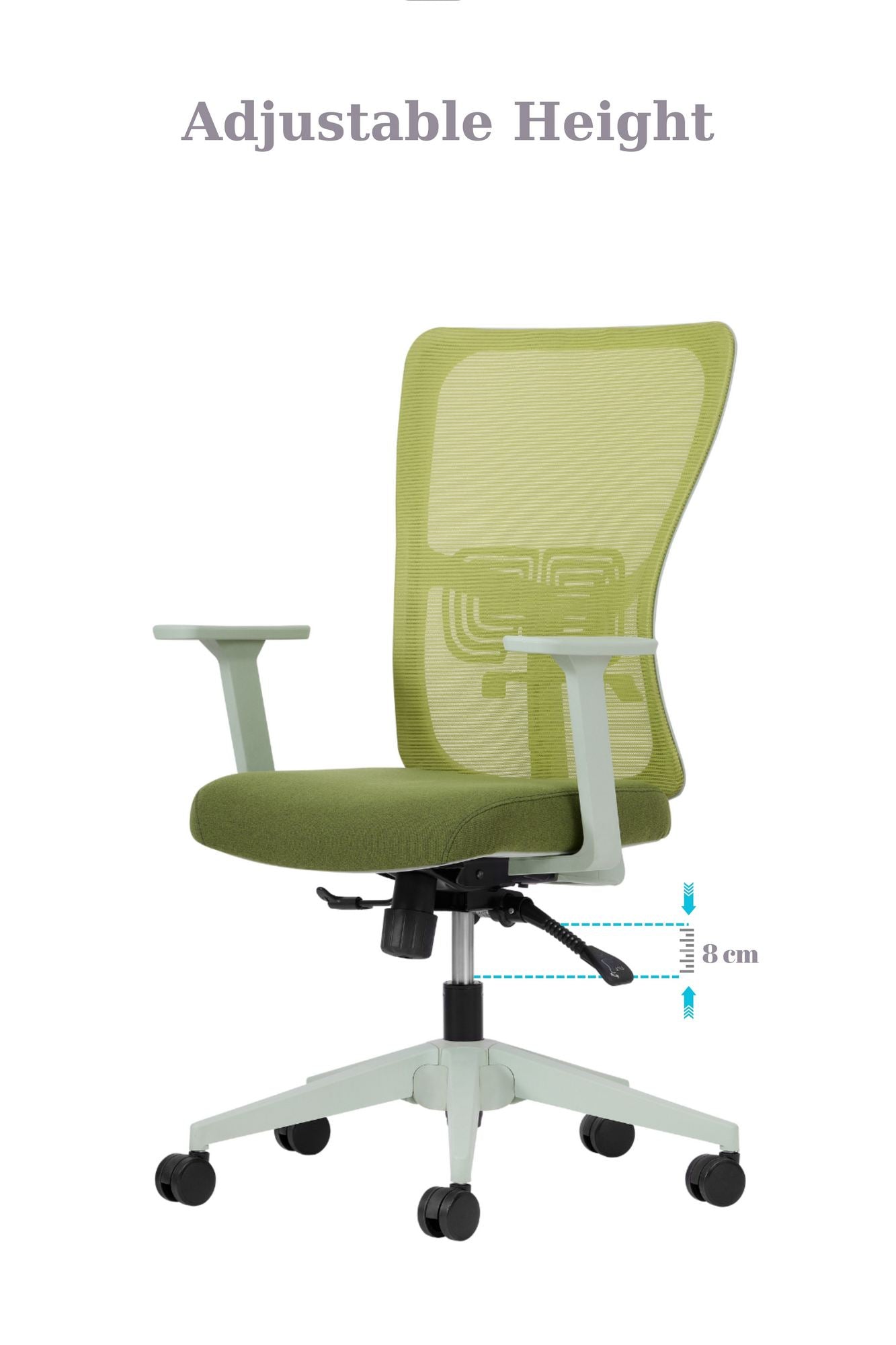 Conjunto de 2 Cadeiras de Escritório Ergonómicas Verdes com Malha Respirável e Rodas Silenciosas - Altura Ajustável até 120kg