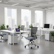 Conjunto de 2 Cadeiras de Escritório Ergonómicas Cinzentas com Rodas Silenciosas e Altura Ajustável