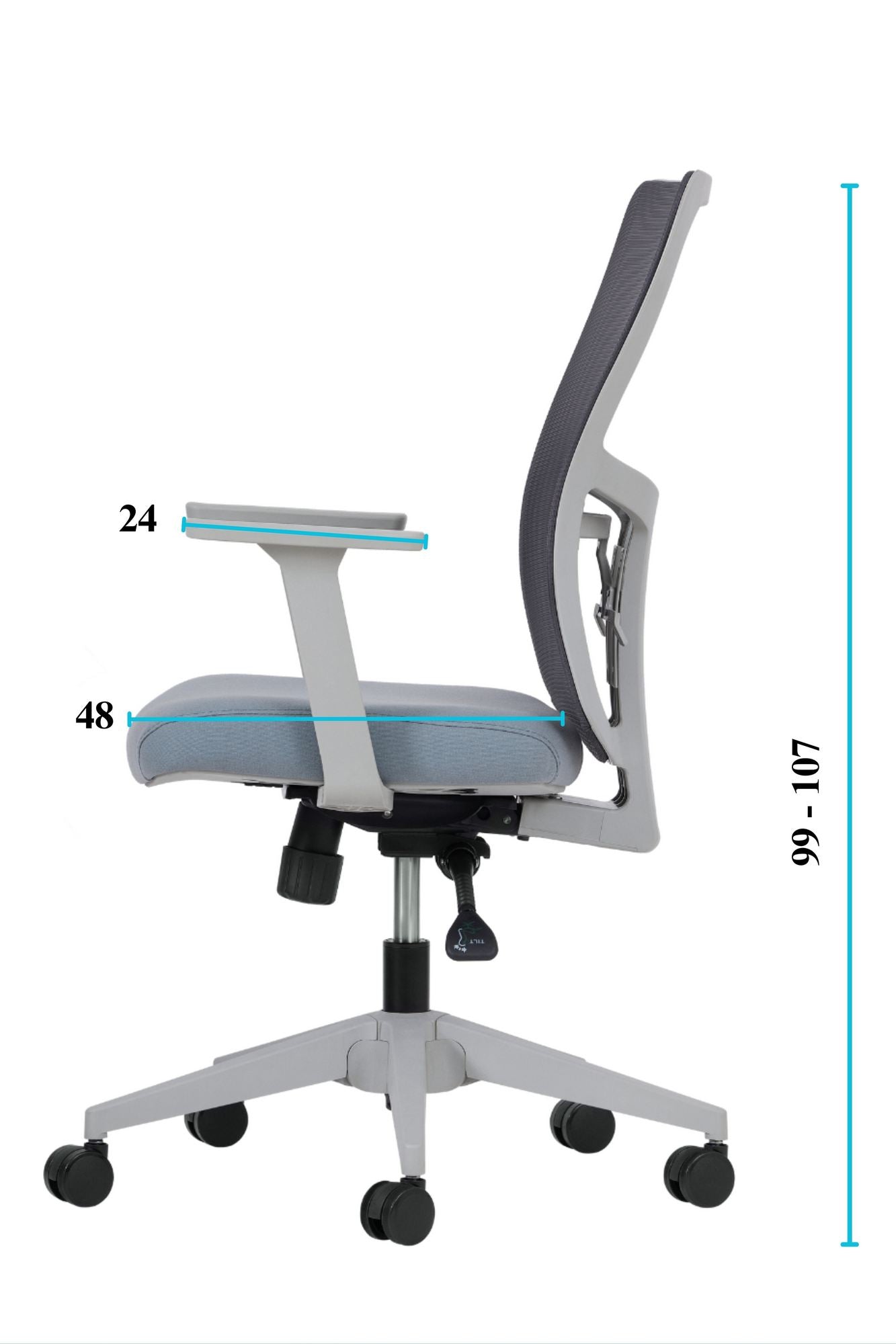 Conjunto de 2 Cadeiras de Escritório Ergonómicas Cinzentas com Rodas Silenciosas e Altura Ajustável