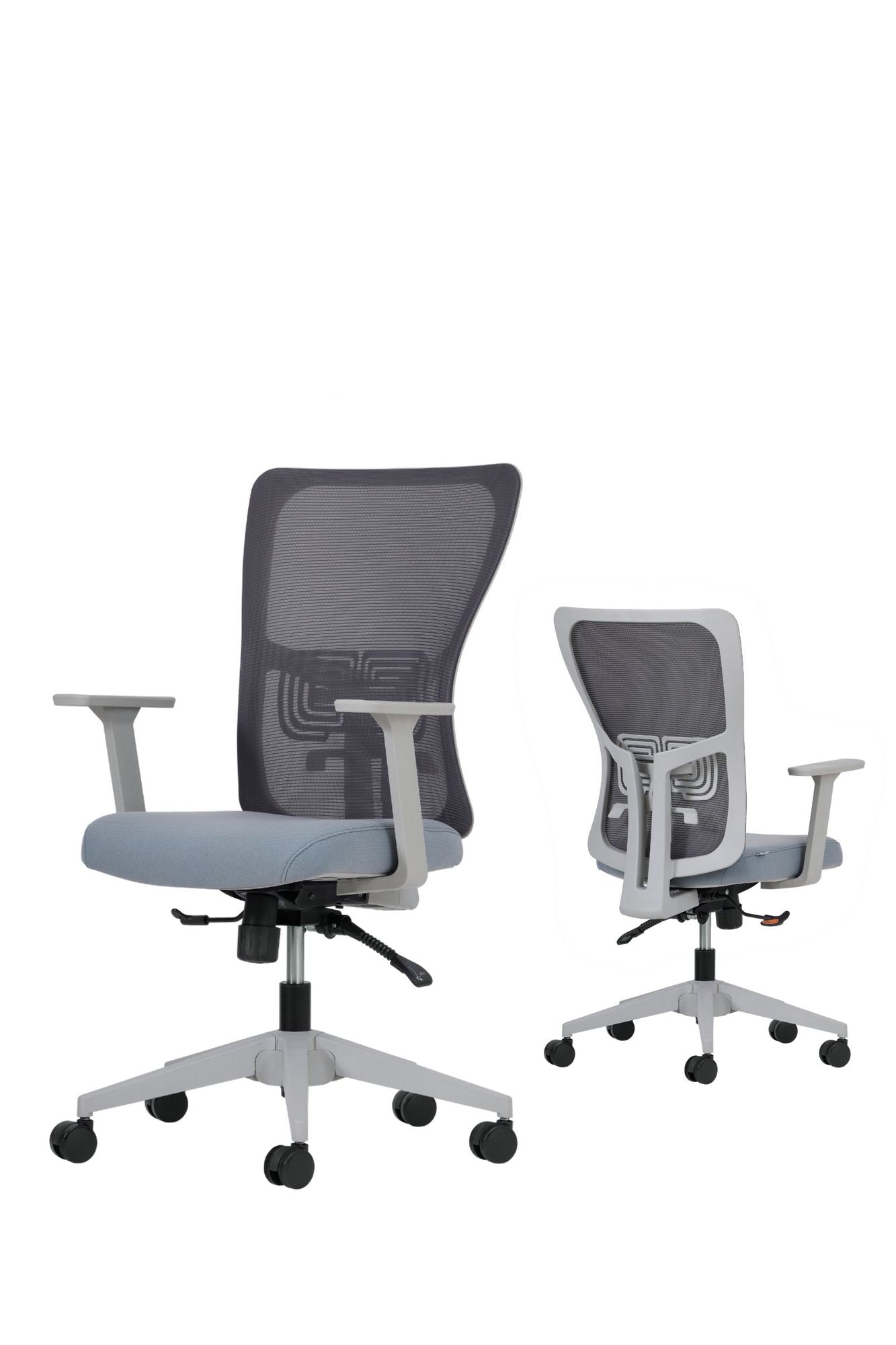 Conjunto de 2 Cadeiras de Escritório Ergonómicas Cinzentas com Rodas Silenciosas e Altura Ajustável