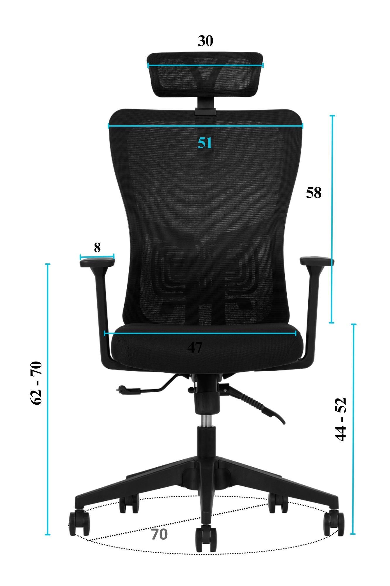 Cadeira de Escritório Ergonómica Preta com Malha Respirável e Rodas Silenciosas - Suporta até 120kg