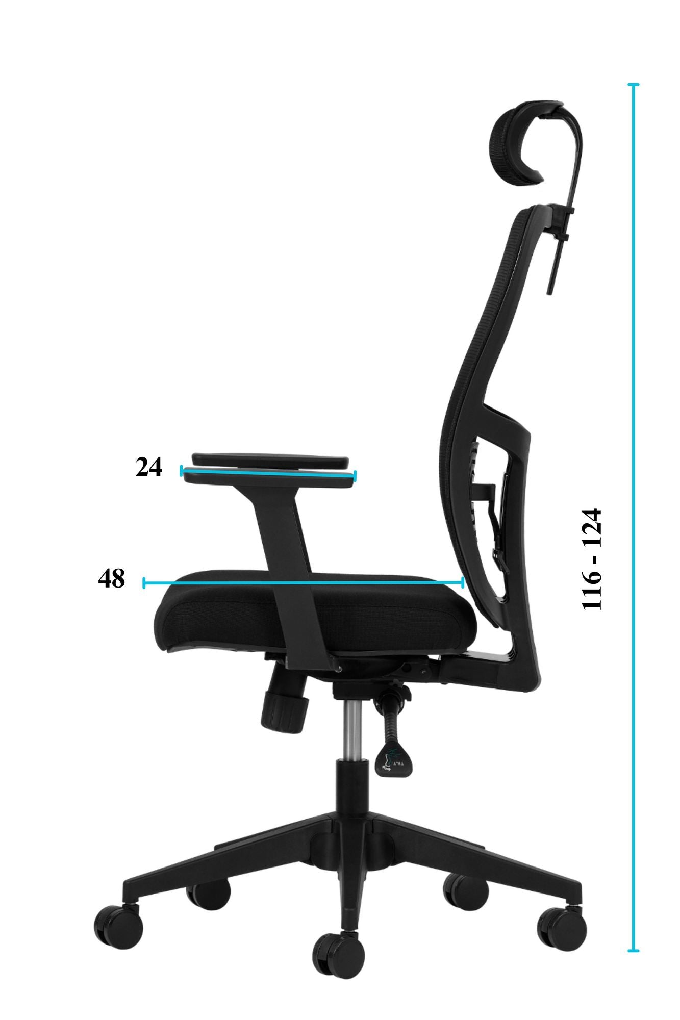 Cadeira de Escritório Ergonómica Preta com Malha Respirável e Rodas Silenciosas - Suporta até 120kg