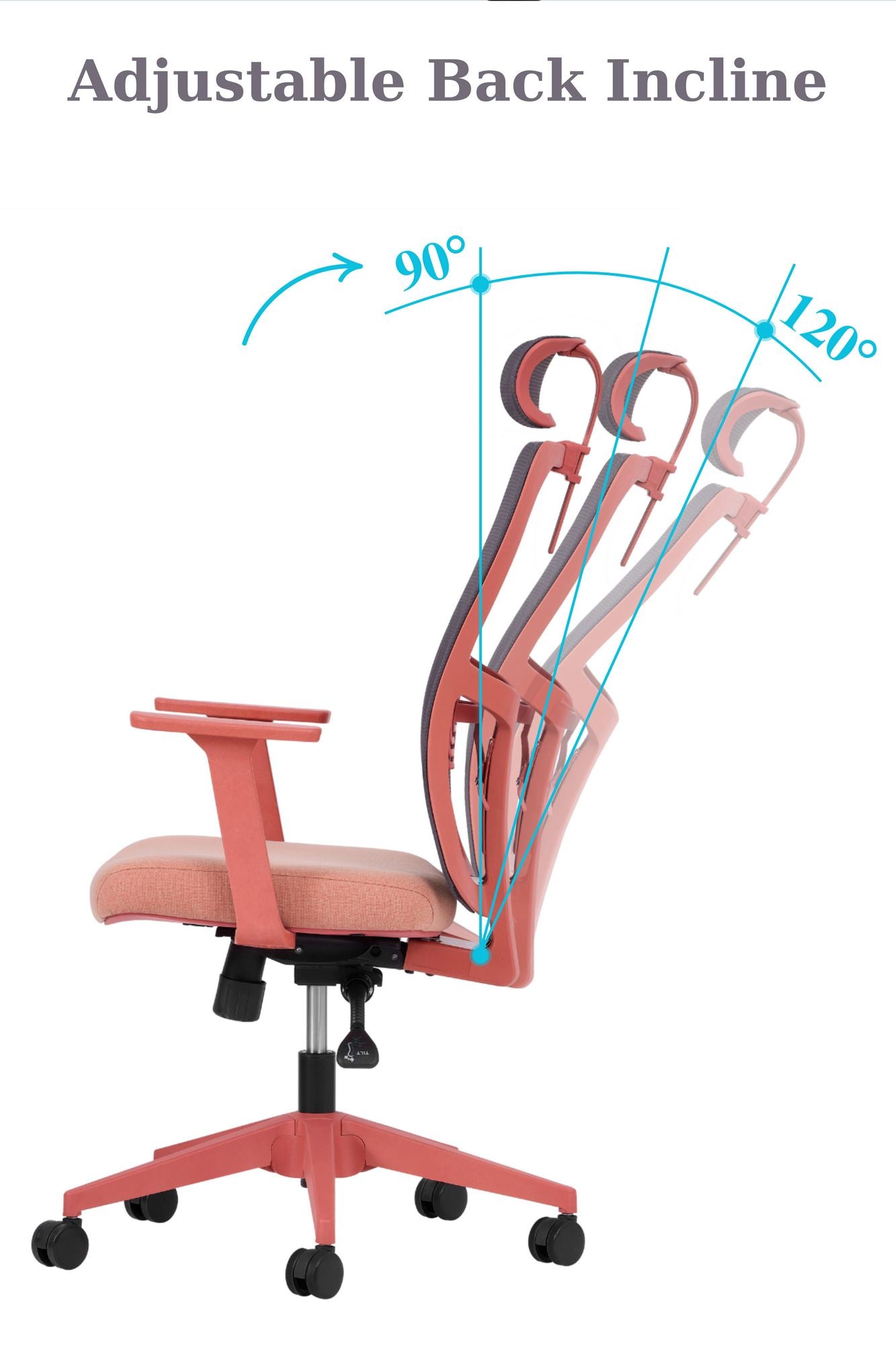 Cadeira de Escritório Ergonómica Salmão com Malha Respirável e Rodas Silenciosas - Suporta 120kg