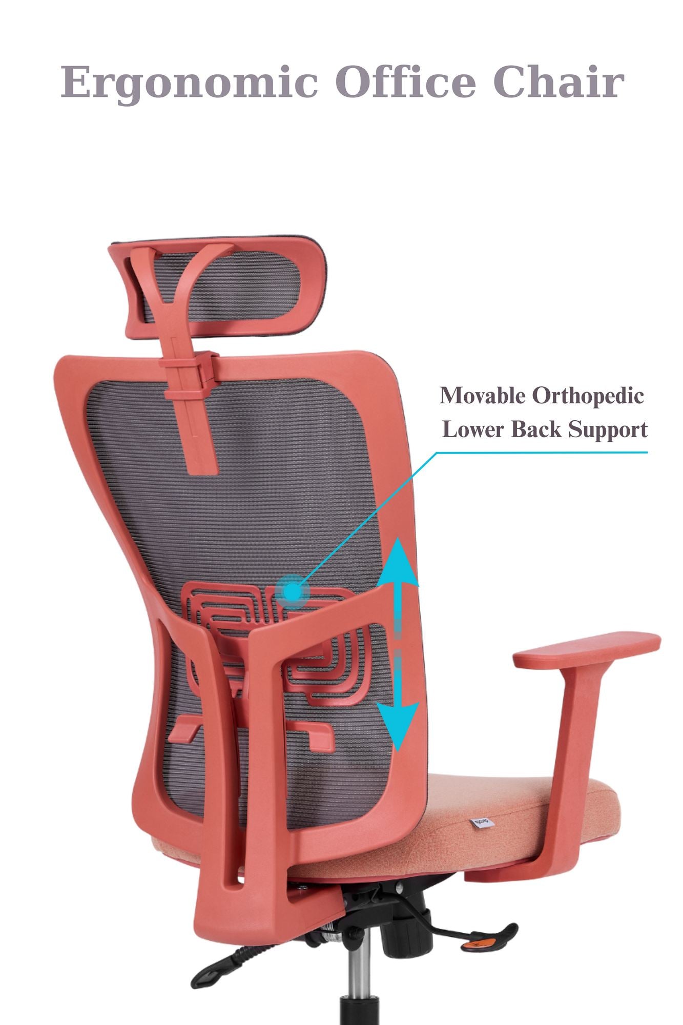 Cadeira de Escritório Ergonómica Salmão com Malha Respirável e Rodas Silenciosas - Suporta 120kg