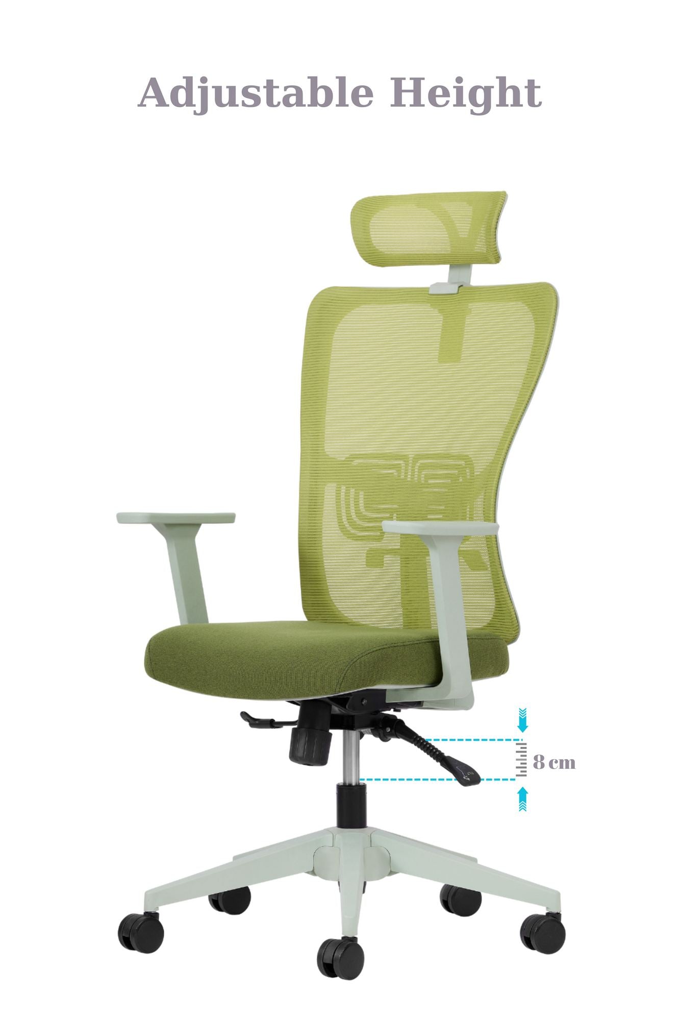 Cadeira de Escritório Verde Ergonómica com Malha Respirável e Rodas Silenciosas - Suporta 120kg