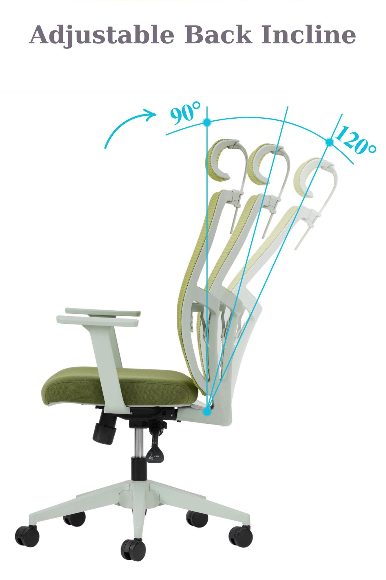 Cadeira de Escritório Verde Ergonómica com Malha Respirável e Rodas Silenciosas - Suporta 120kg