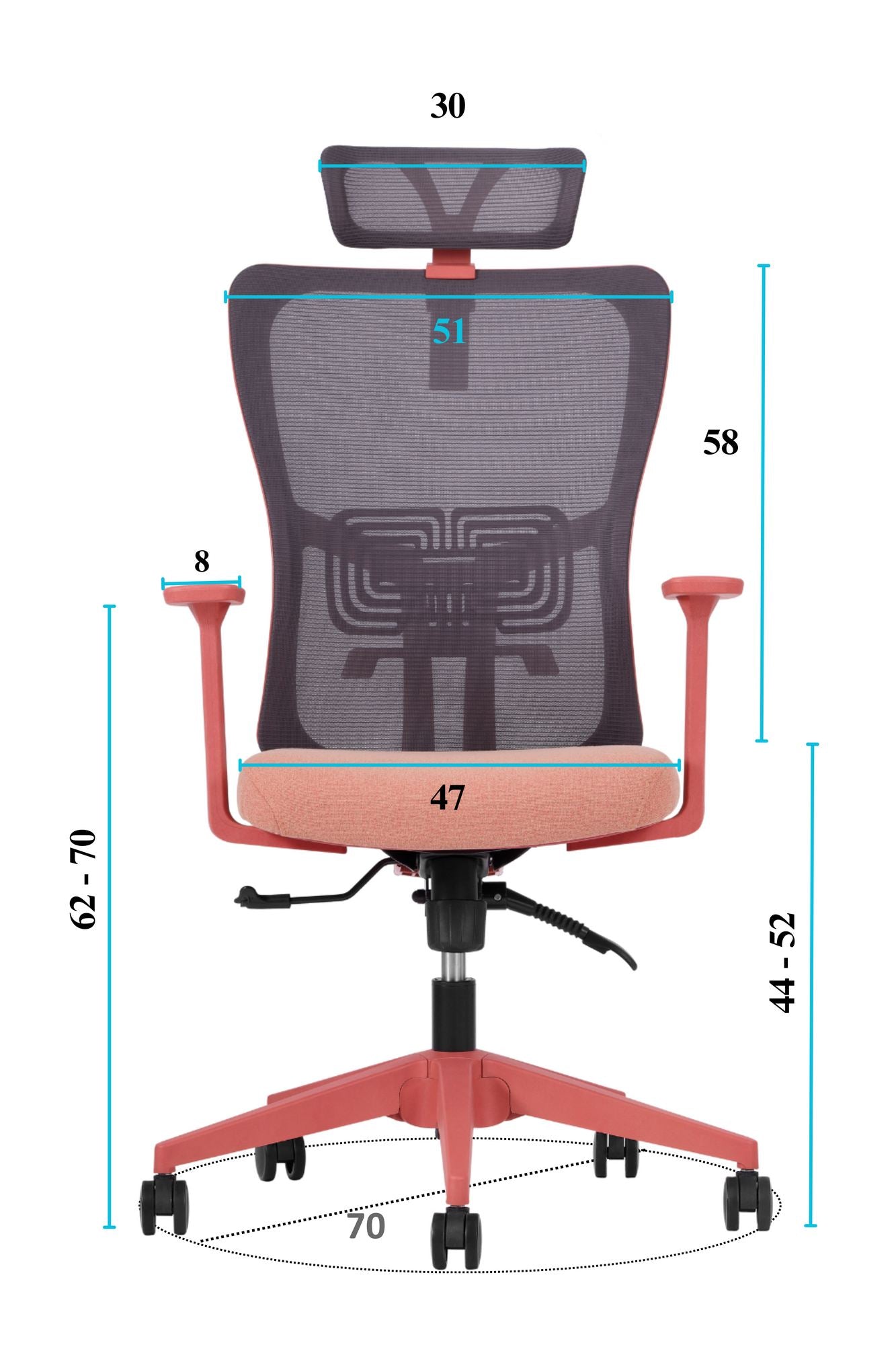 Conjunto de 2 Cadeiras de Escritório Ergonómicas Salmão com Malha Respirável e Rodas Silenciosas - Altura Ajustável até 120kg