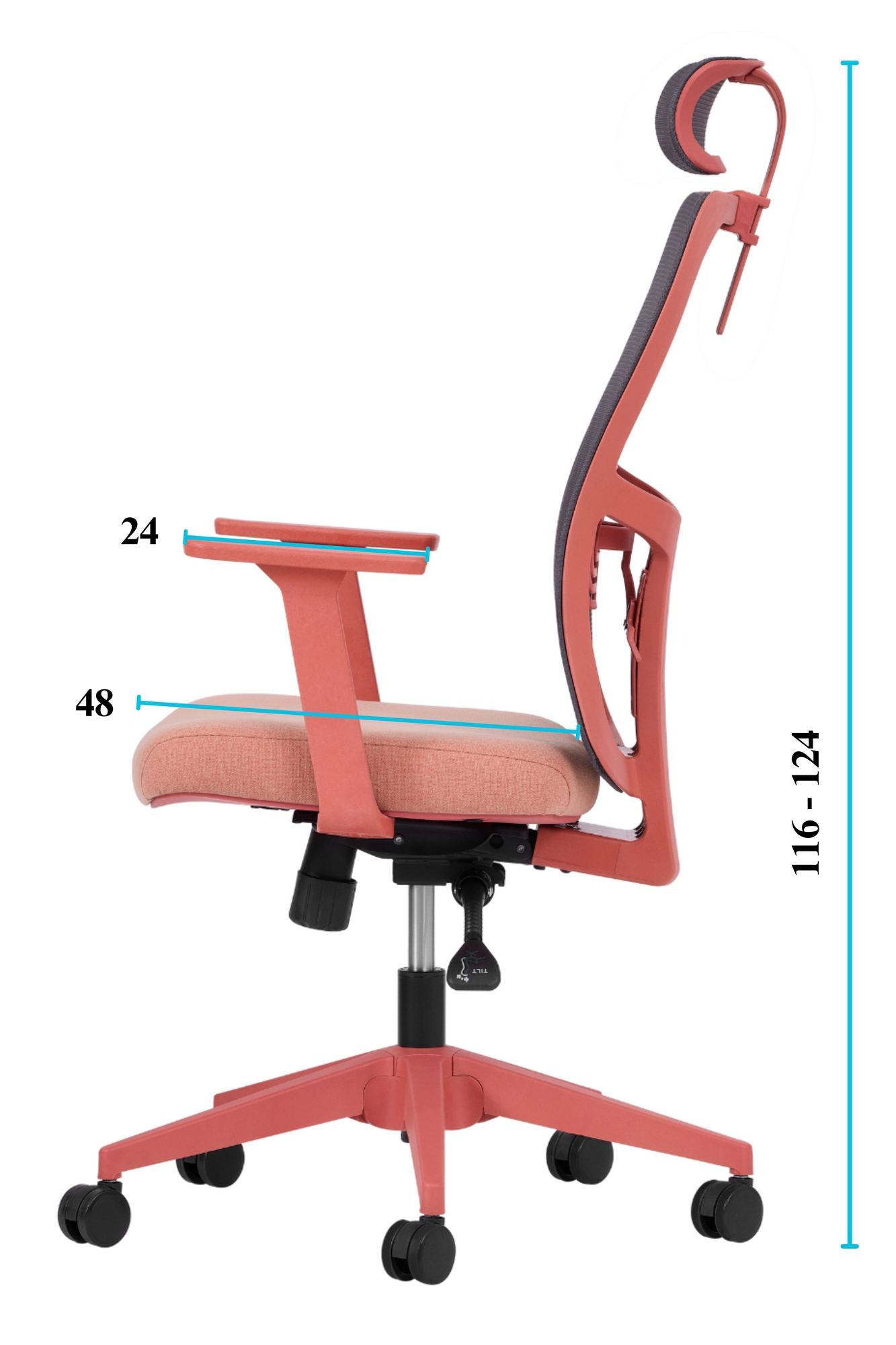 Conjunto de 2 Cadeiras de Escritório Ergonómicas Salmão com Malha Respirável e Rodas Silenciosas - Altura Ajustável até 120kg