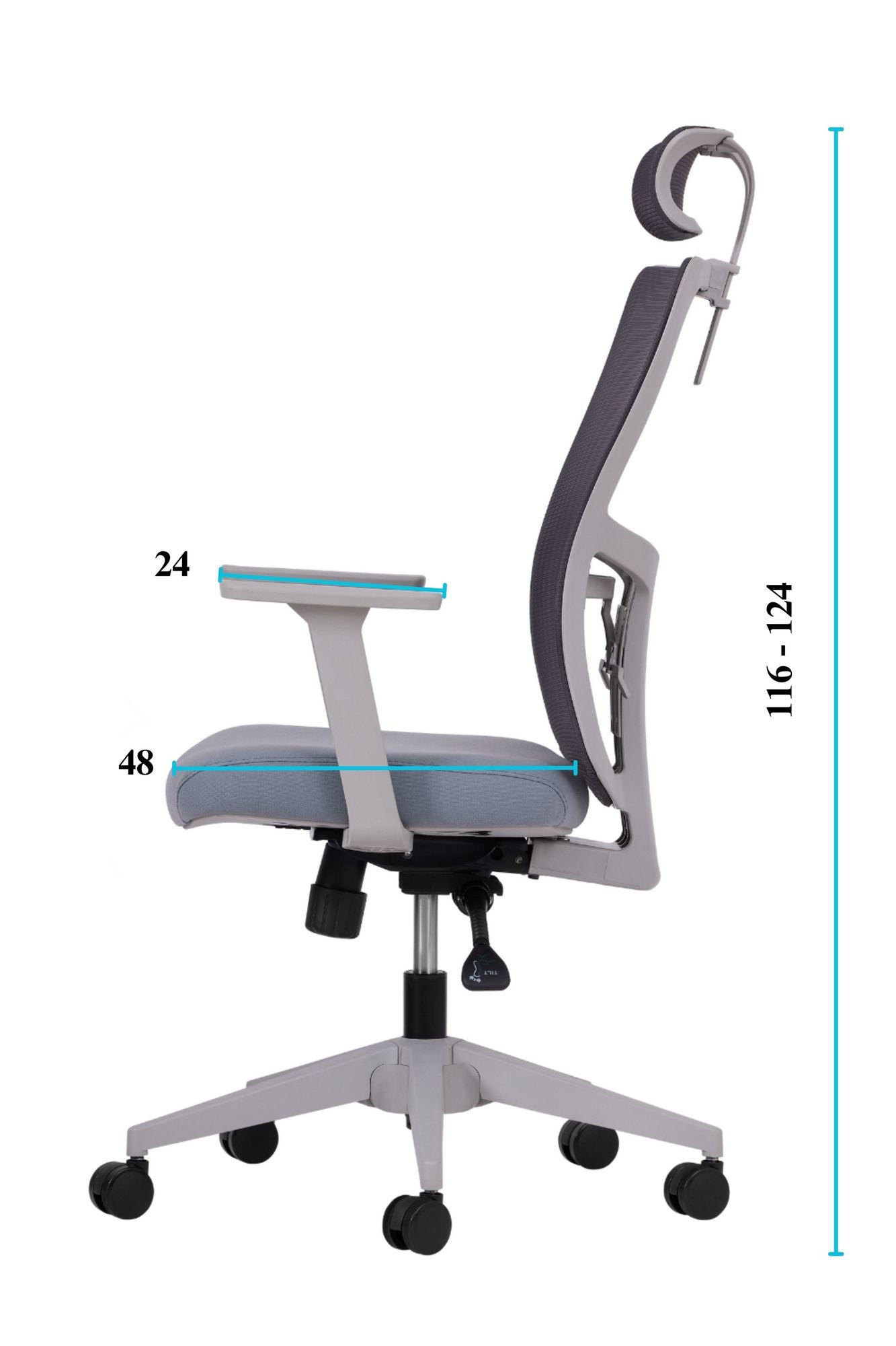 Conjunto de 2 Cadeiras de Escritório Ergonómicas Cinzentas com Rodas Silenciosas e Altura Ajustável