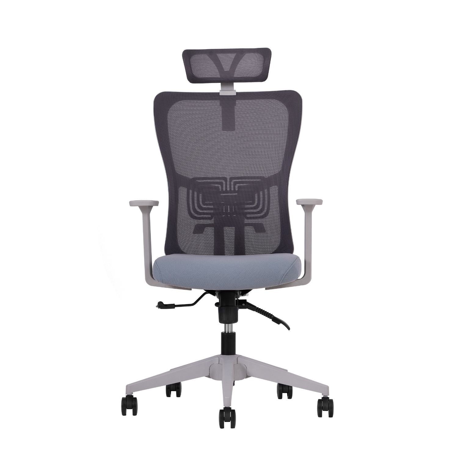 Conjunto de 2 Cadeiras de Escritório Ergonómicas Cinzentas com Rodas Silenciosas e Altura Ajustável