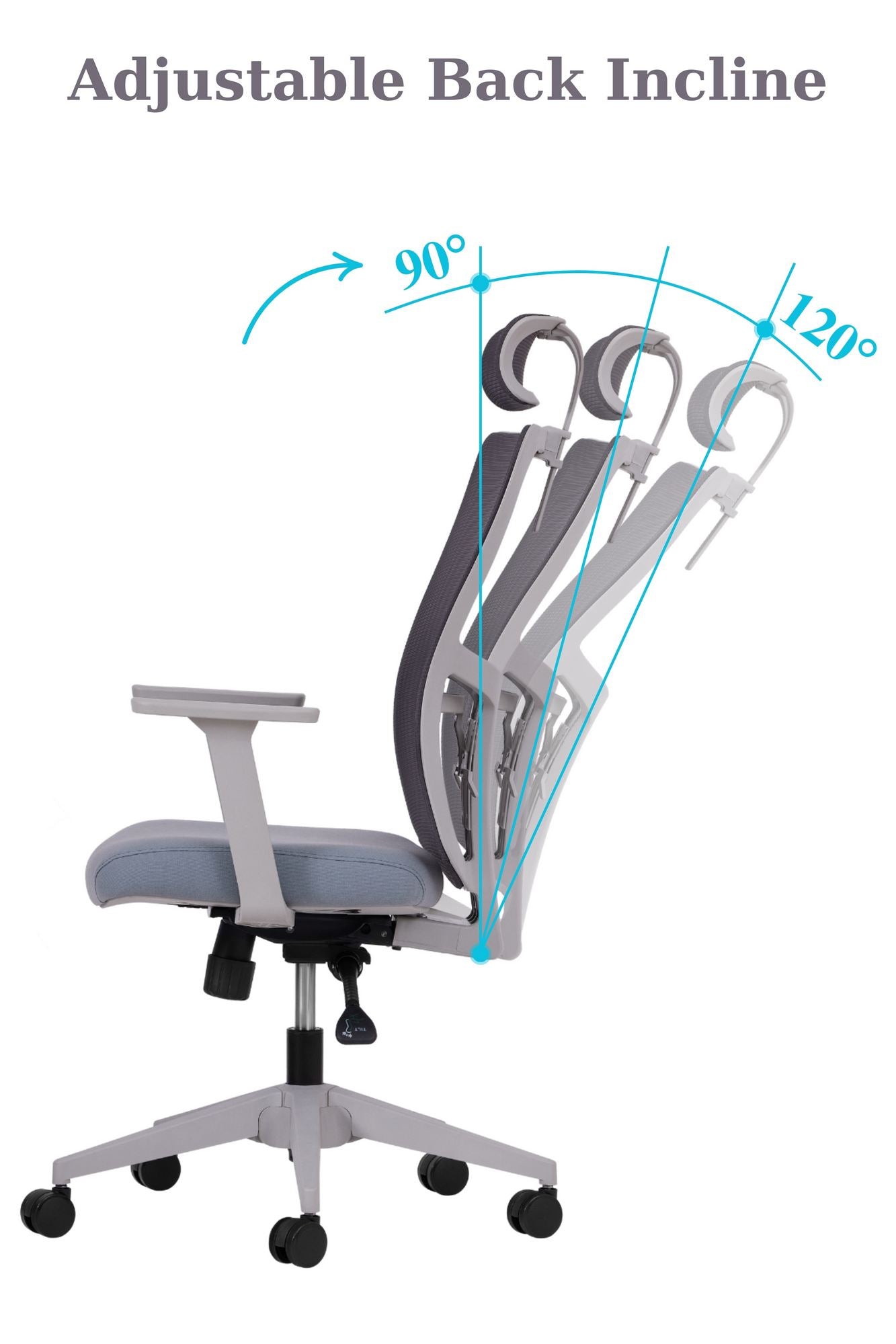 Conjunto de 2 Cadeiras de Escritório Ergonómicas Cinzentas com Rodas Silenciosas e Altura Ajustável