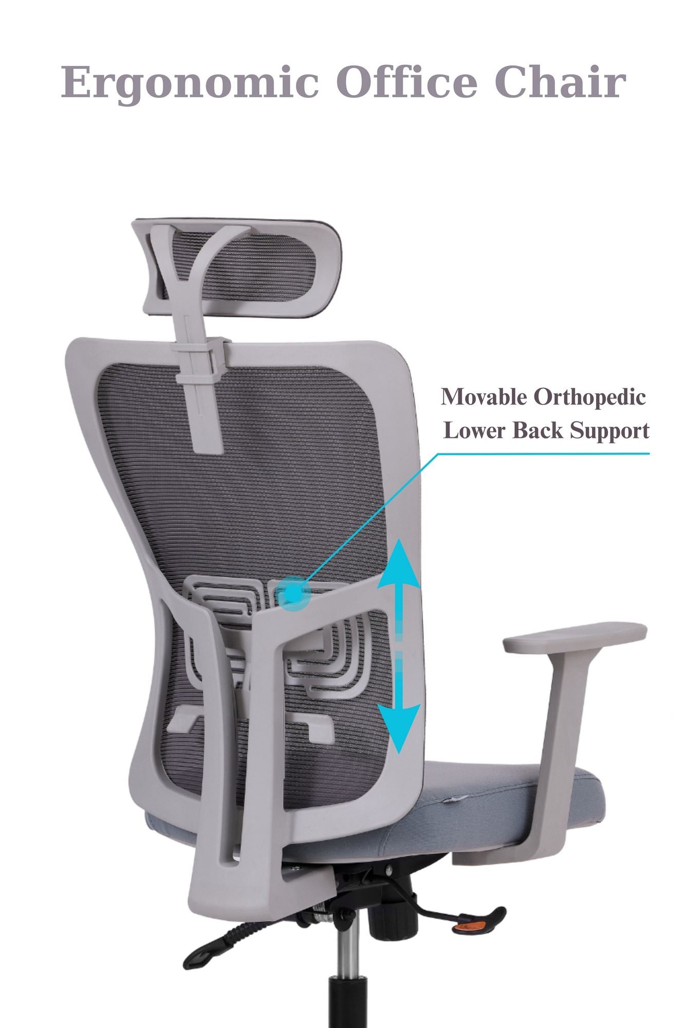 Conjunto de 2 Cadeiras de Escritório Ergonómicas Cinzentas com Rodas Silenciosas e Altura Ajustável