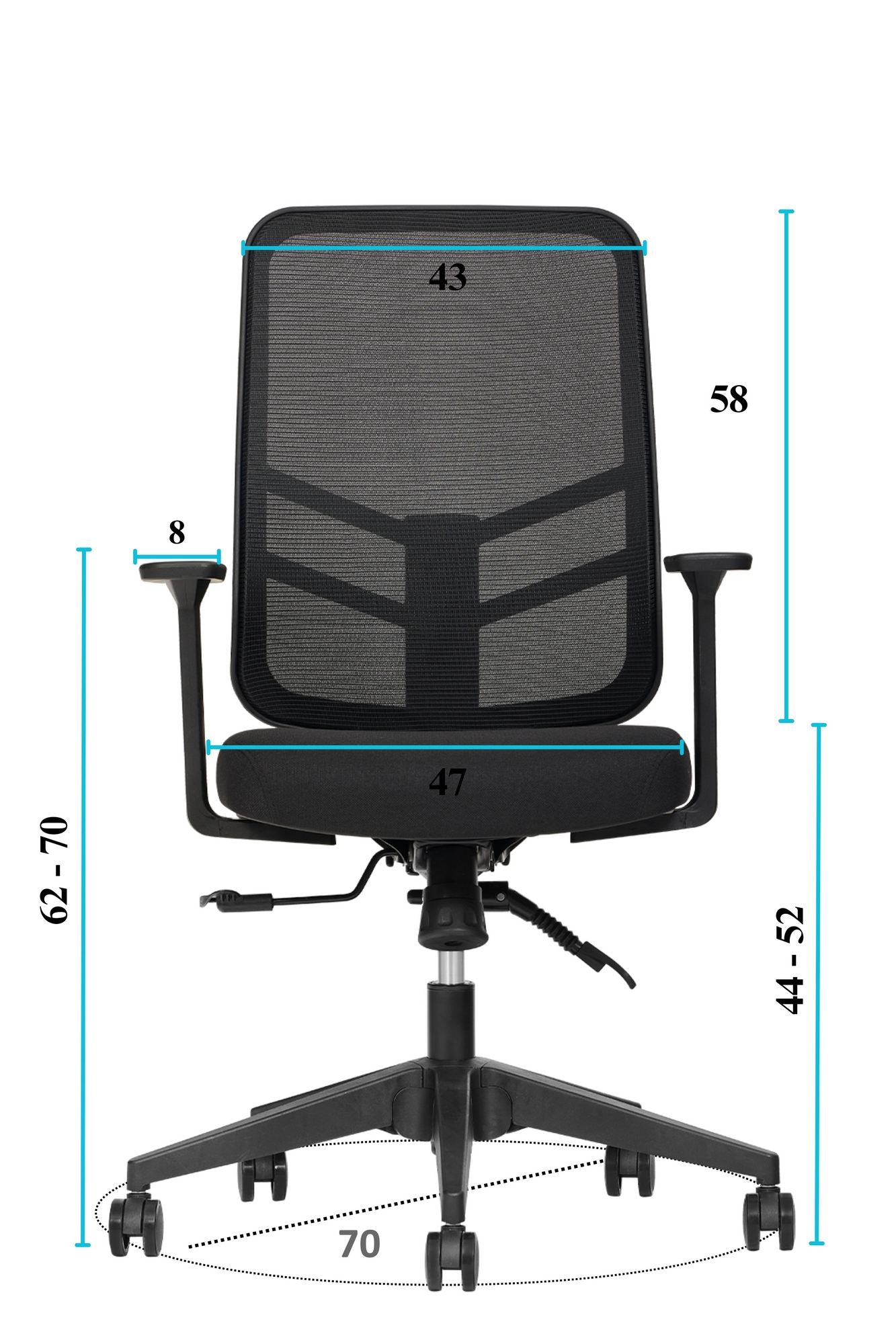 Cadeira de Escritório Ergonómica Preta com Tecido Mesh Anti-Transpiração e Rodas Silenciosas - Suporta até 120kg