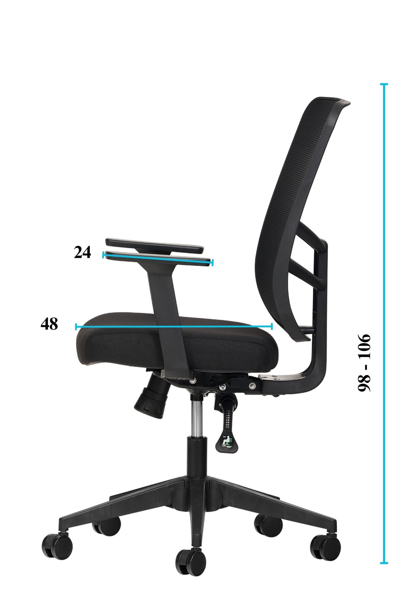 Cadeira de Escritório Ergonómica Preta com Tecido Mesh Anti-Transpiração e Rodas Silenciosas - Suporta até 120kg