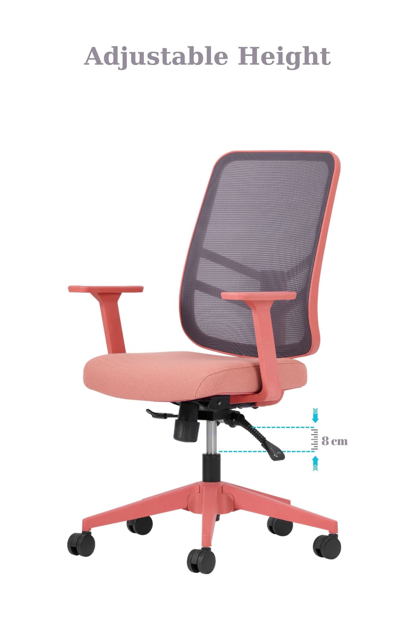 Cadeira de Escritório Ergonómica Salmão com Tecido Anti-Transpiração e Rodas Silenciosas - Suporta 120kg