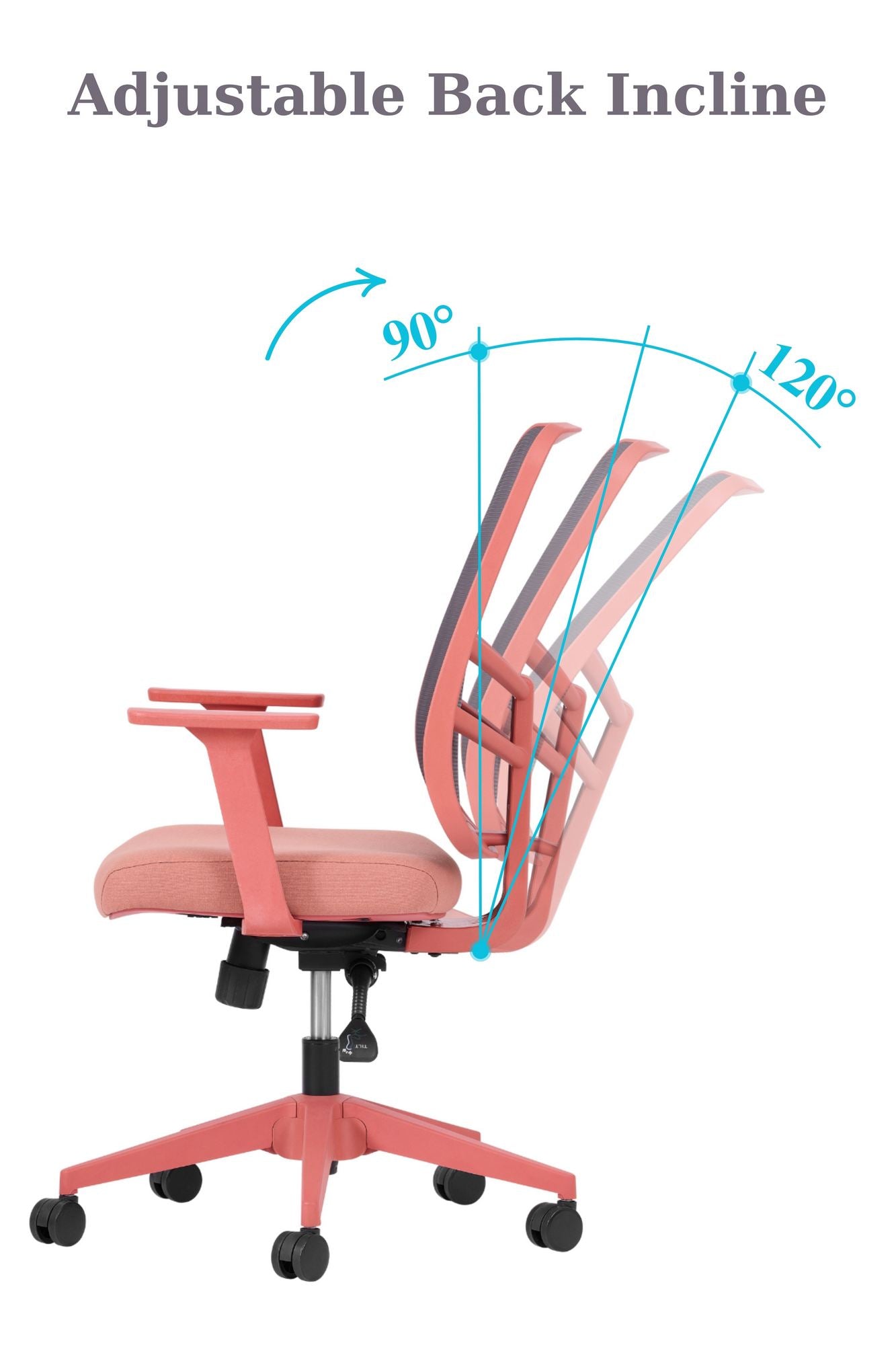 Cadeira de Escritório Ergonómica Salmão com Tecido Anti-Transpiração e Rodas Silenciosas - Suporta 120kg
