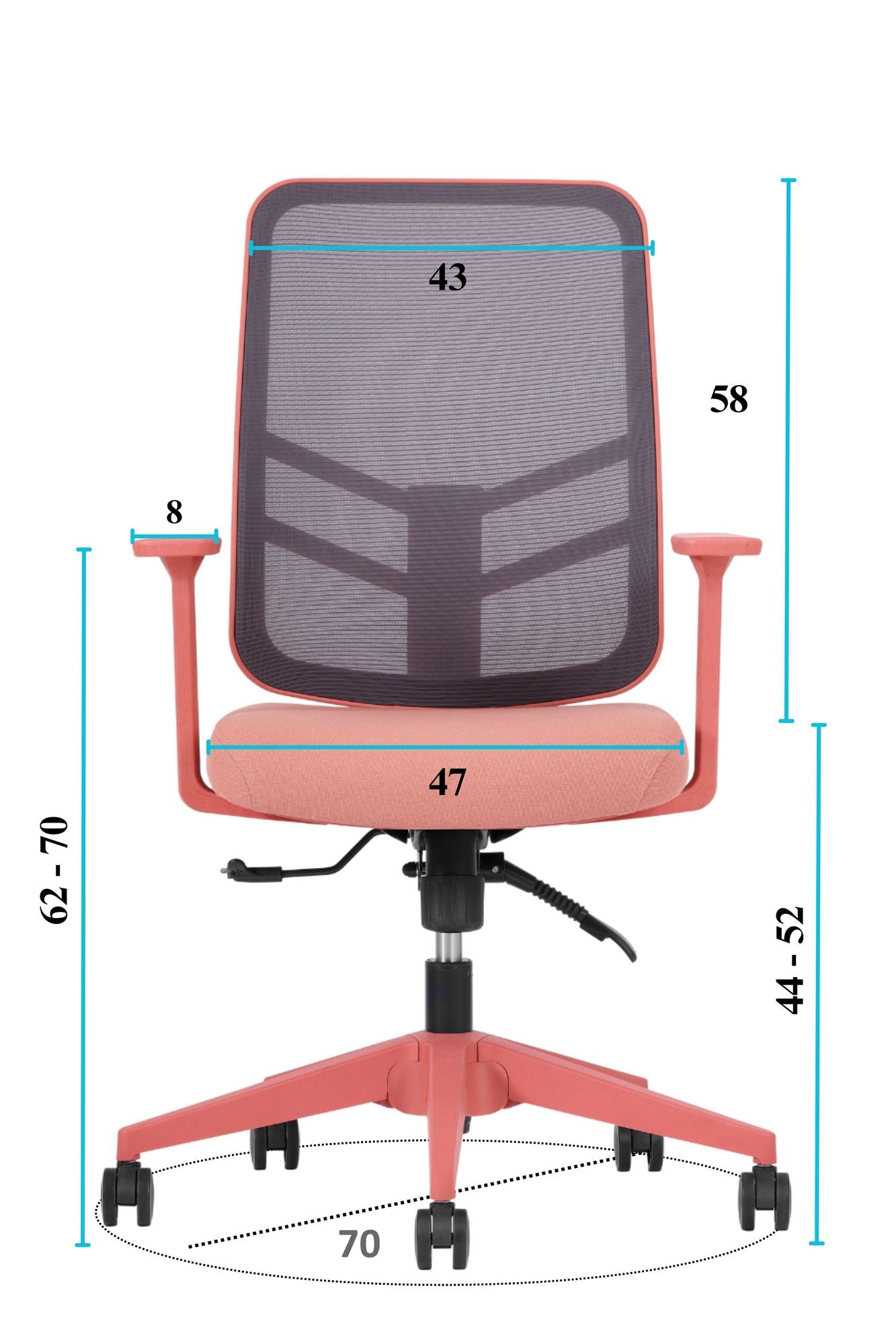 Cadeira de Escritório Ergonómica Salmão com Tecido Anti-Transpiração e Rodas Silenciosas - Suporta 120kg