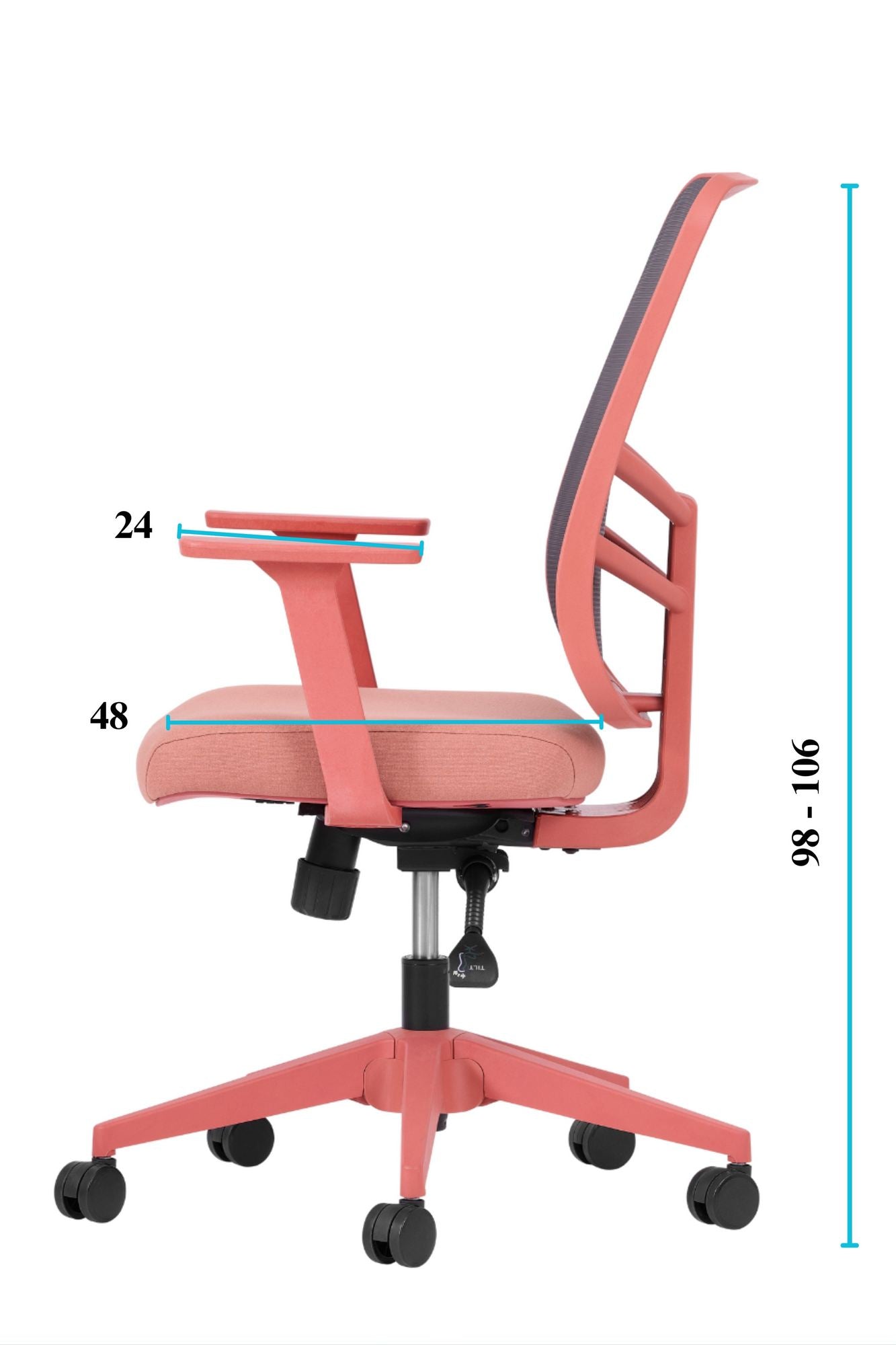 Cadeira de Escritório Ergonómica Salmão com Tecido Anti-Transpiração e Rodas Silenciosas - Suporta 120kg