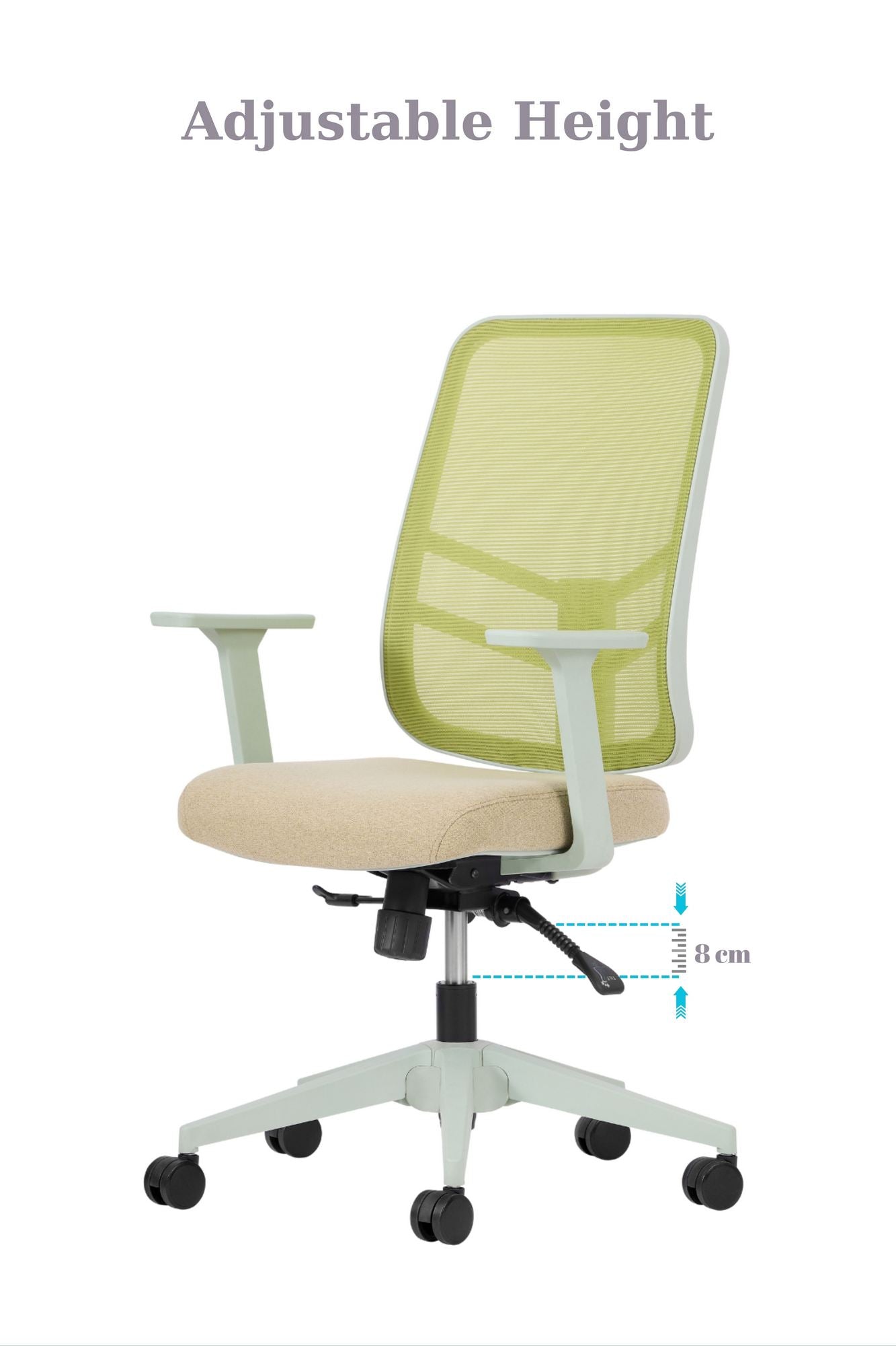 Cadeira de Escritório Verde Ergonómica com Tecido Mesh Anti-Transpiração e Rodas Silenciosas - Suporta 120kg