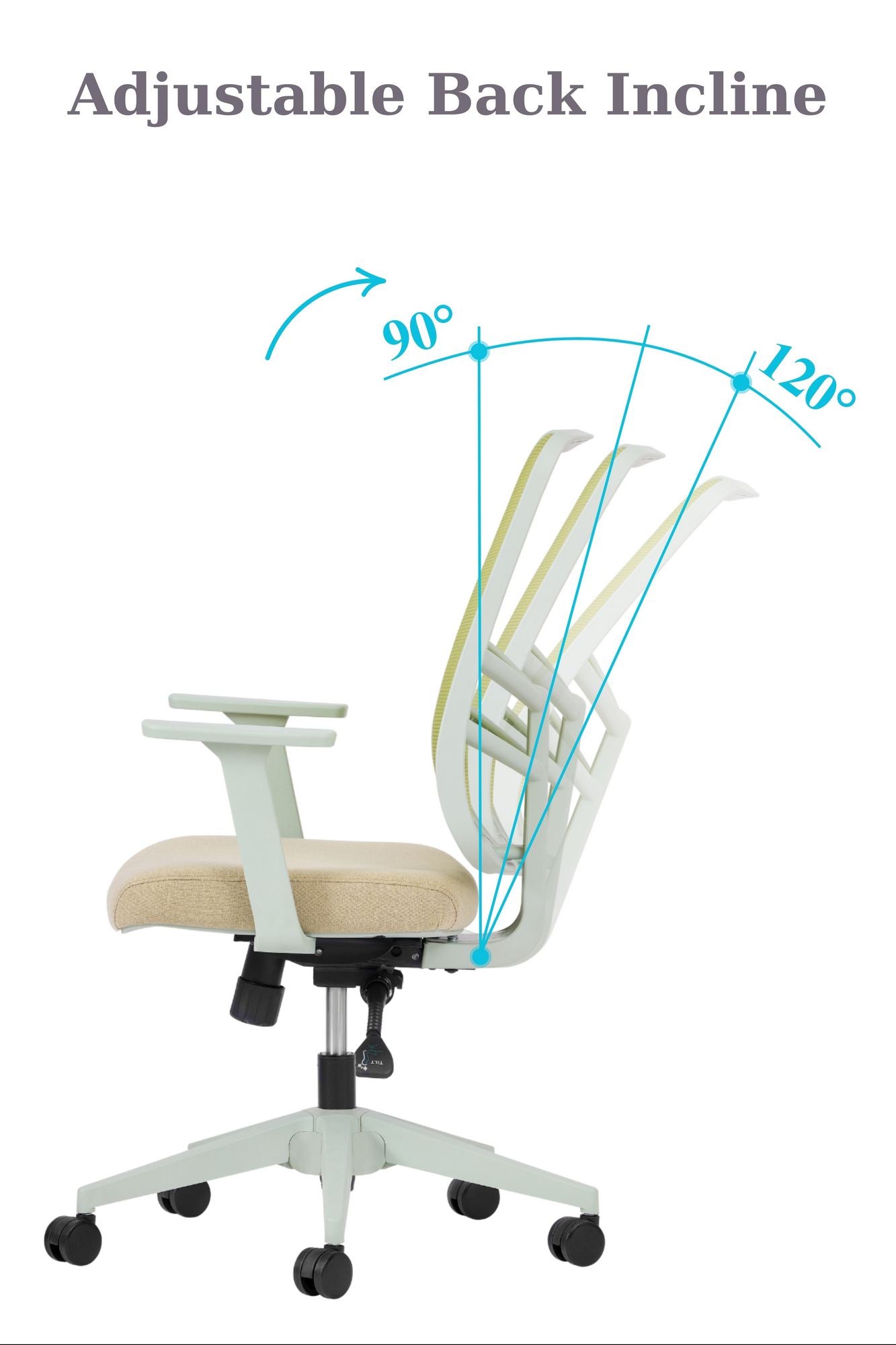 Cadeira de Escritório Verde Ergonómica com Tecido Mesh Anti-Transpiração e Rodas Silenciosas - Suporta 120kg