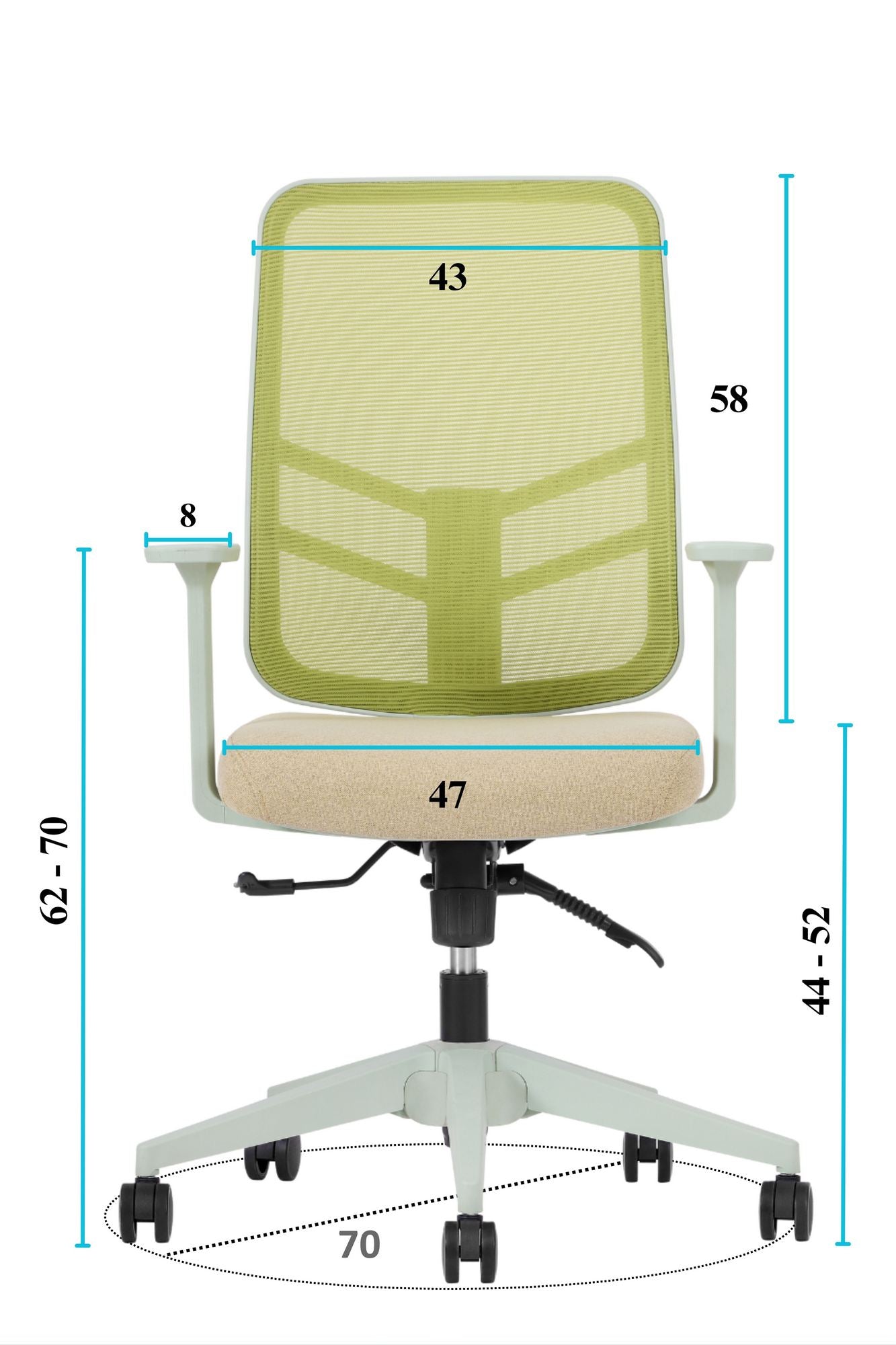 Cadeira de Escritório Verde Ergonómica com Tecido Mesh Anti-Transpiração e Rodas Silenciosas - Suporta 120kg