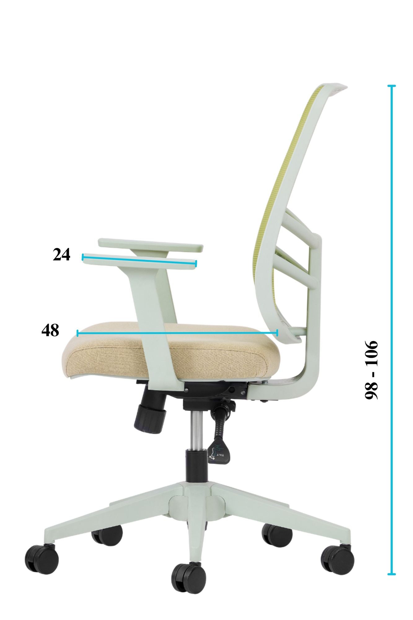 Cadeira de Escritório Verde Ergonómica com Tecido Mesh Anti-Transpiração e Rodas Silenciosas - Suporta 120kg