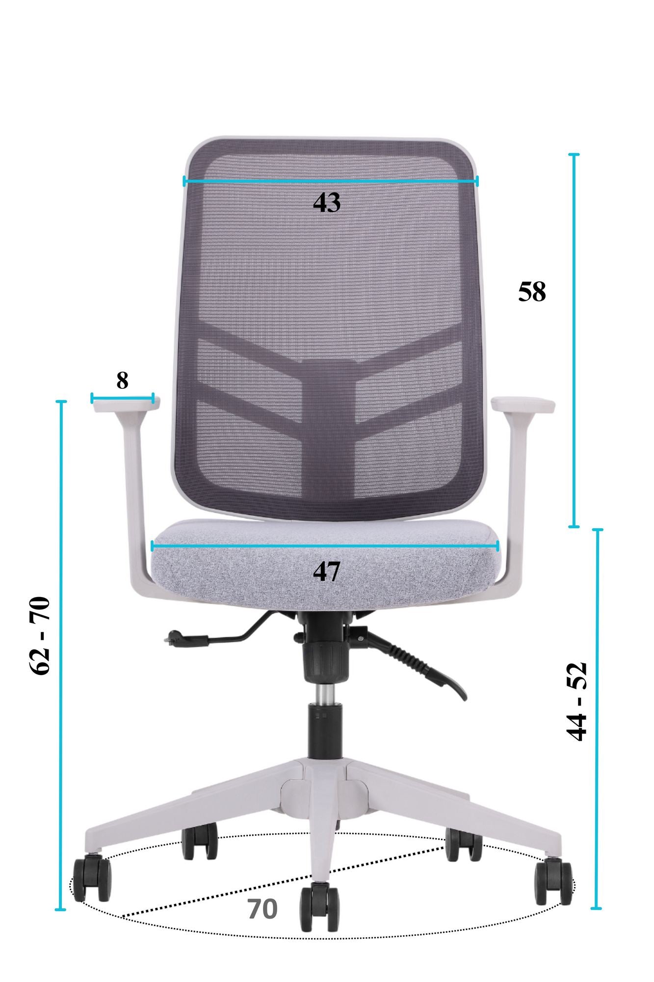 Cadeira de Escritório Ergonómica Cinzenta com Tecido Mesh Anti-Transpiração e Rodas Silenciosas - Suporta 120kg
