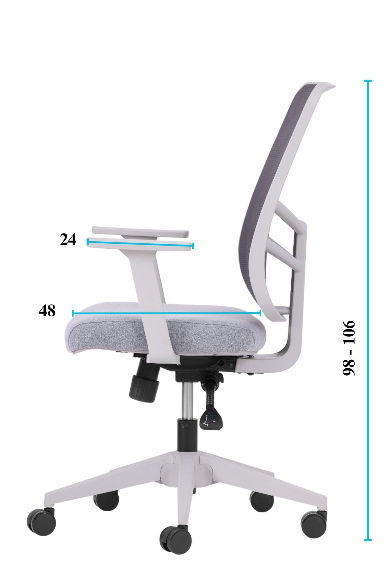 Cadeira de Escritório Ergonómica Cinzenta com Tecido Mesh Anti-Transpiração e Rodas Silenciosas - Suporta 120kg