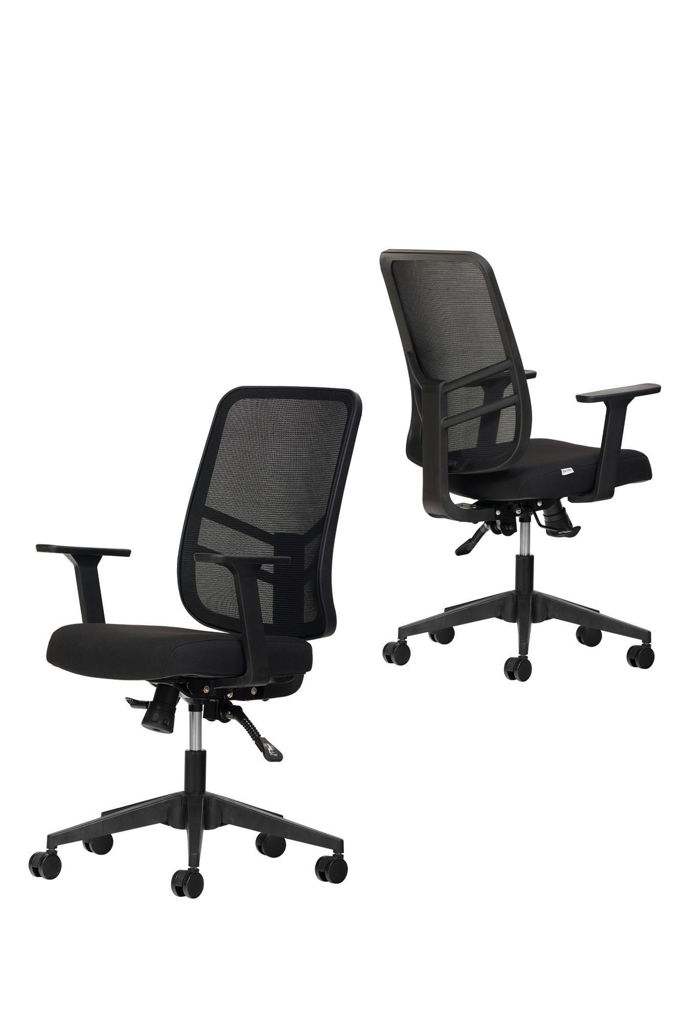 Conjunto de 2 Cadeiras de Escritório Ergonómicas Pretas com Rodas Silenciosas e Altura Ajustável - Suporte até 120kg