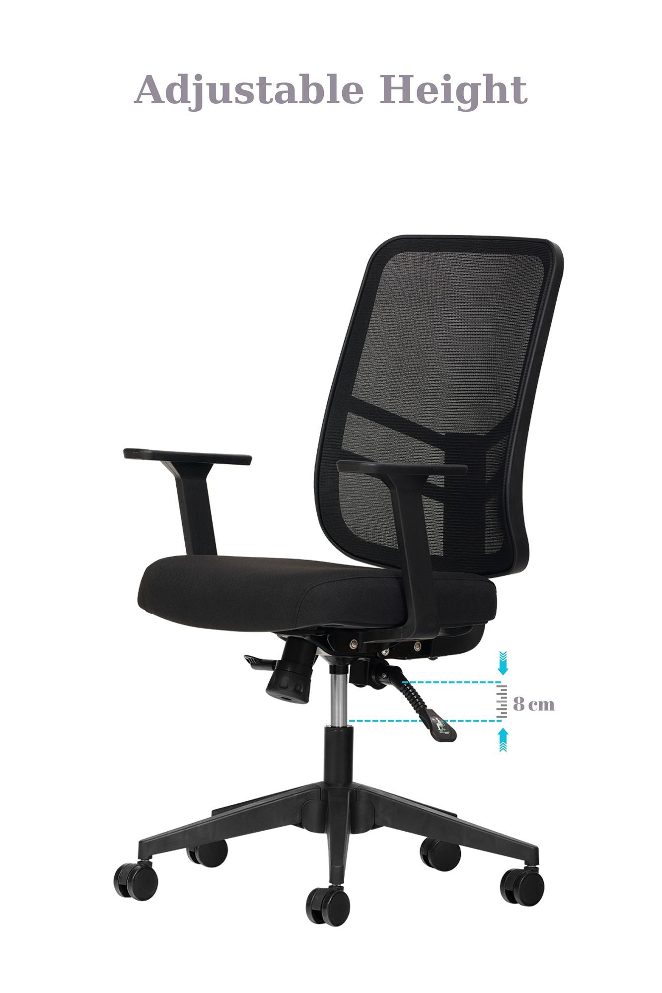 Conjunto de 2 Cadeiras de Escritório Ergonómicas Pretas com Rodas Silenciosas e Altura Ajustável - Suporte até 120kg